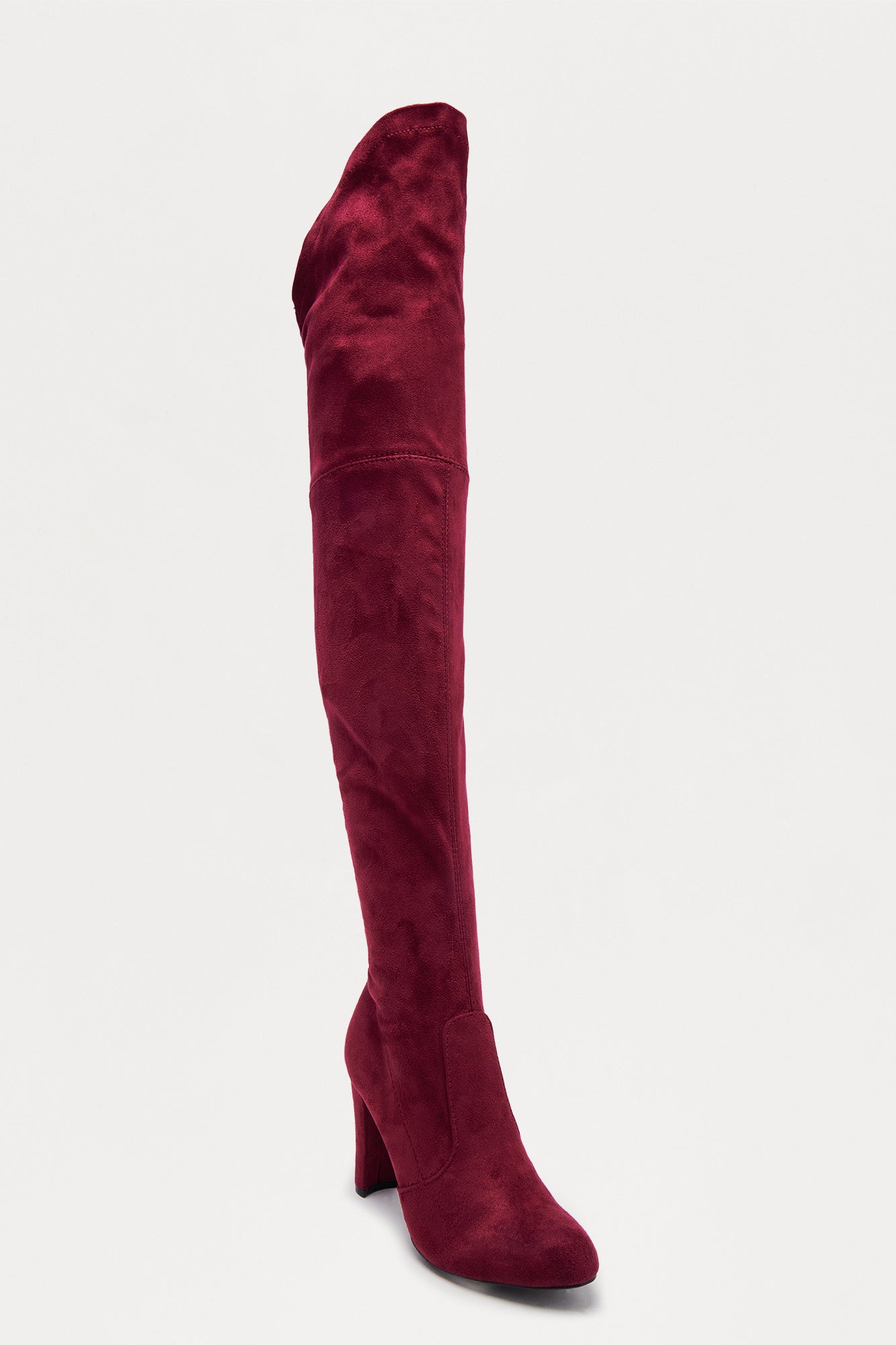 No Problems Here Over The Knee Boots - Burgundy