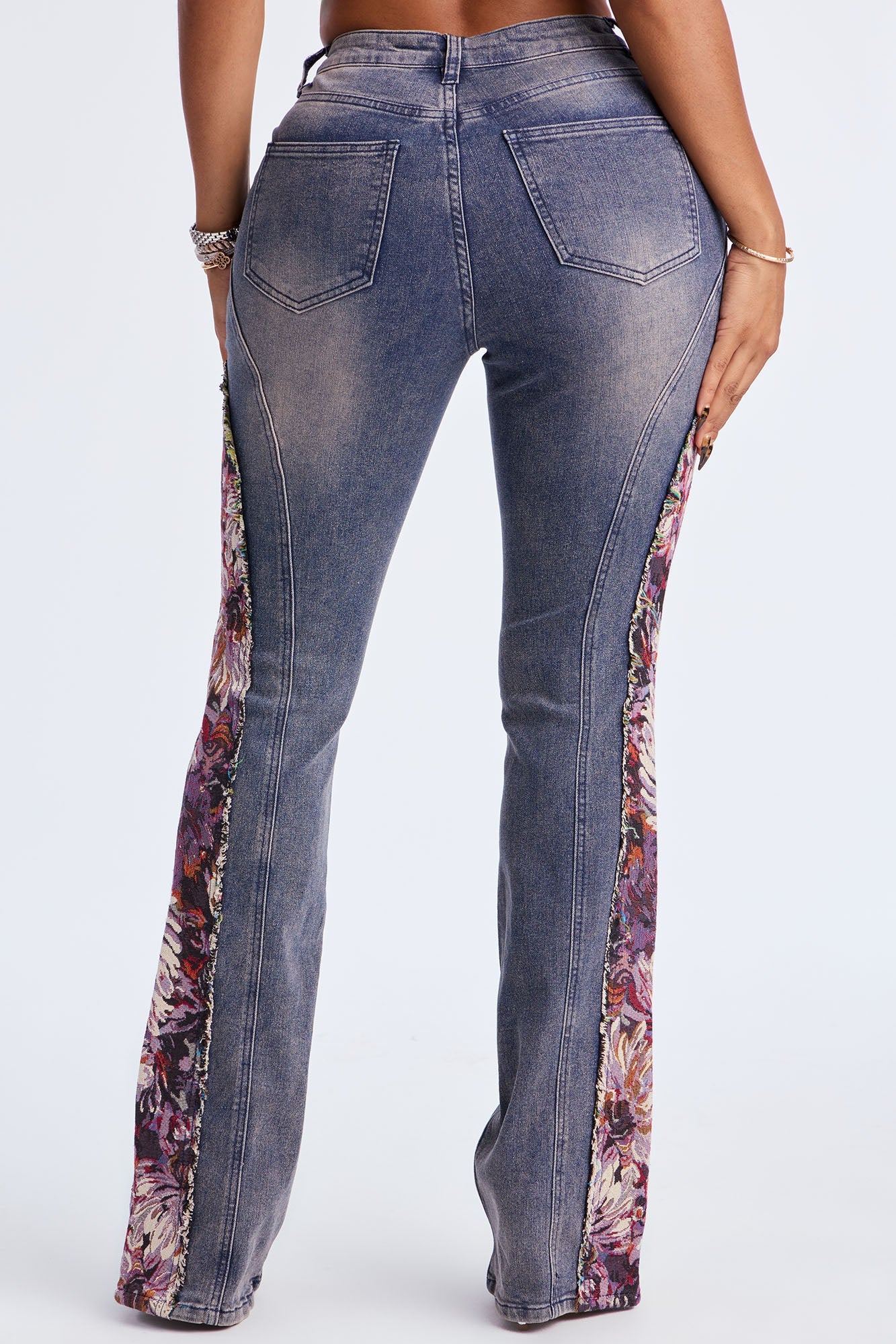 Amari Floral Stretch Bootcut Jeans - Purple/combo