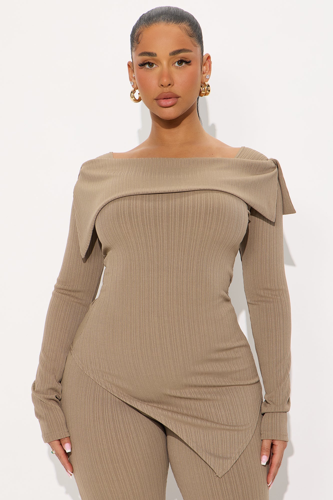 Cierra Off Shoulder Pant Set - Stone