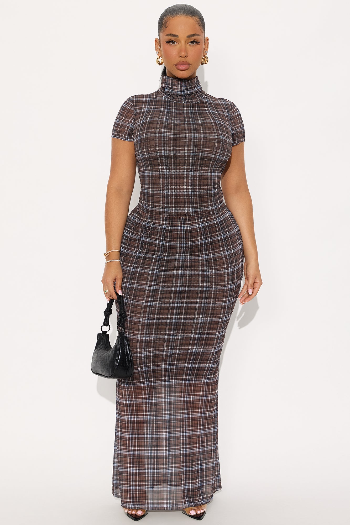 Jolene Plaid Maxi Skirt Set - Brown Combo