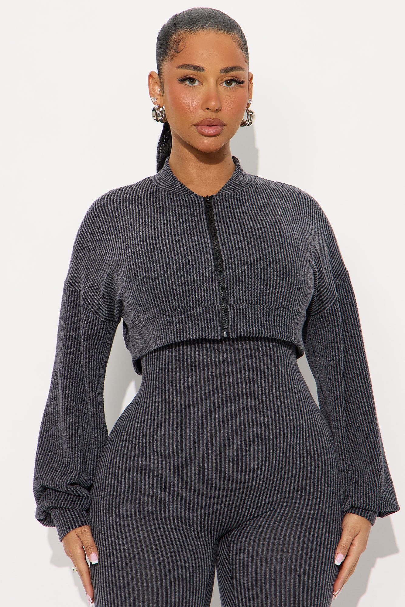 Riley Ribbed Two Piece Jumpsuit - Black