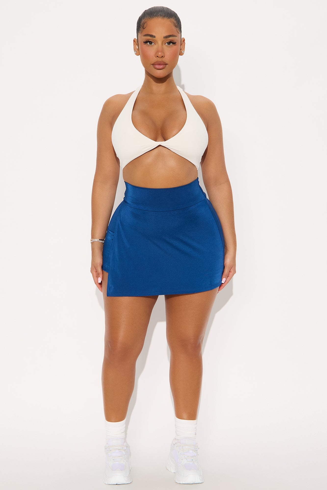 Wionna High Shine Hidden Pocket Tennis Mini Skort - Blue