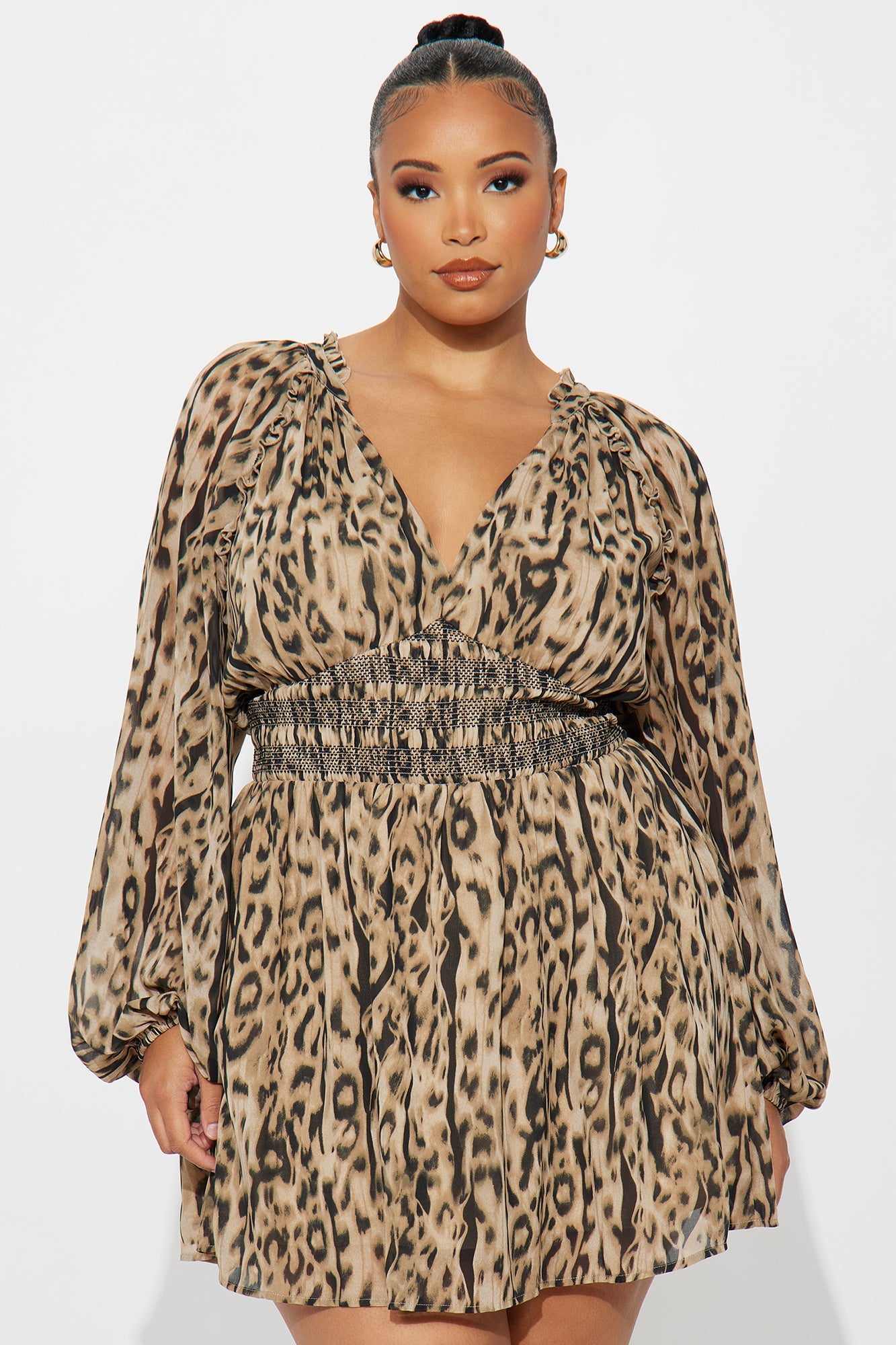 Chaos Queen Leopard Mini Dress - Brown/combo
