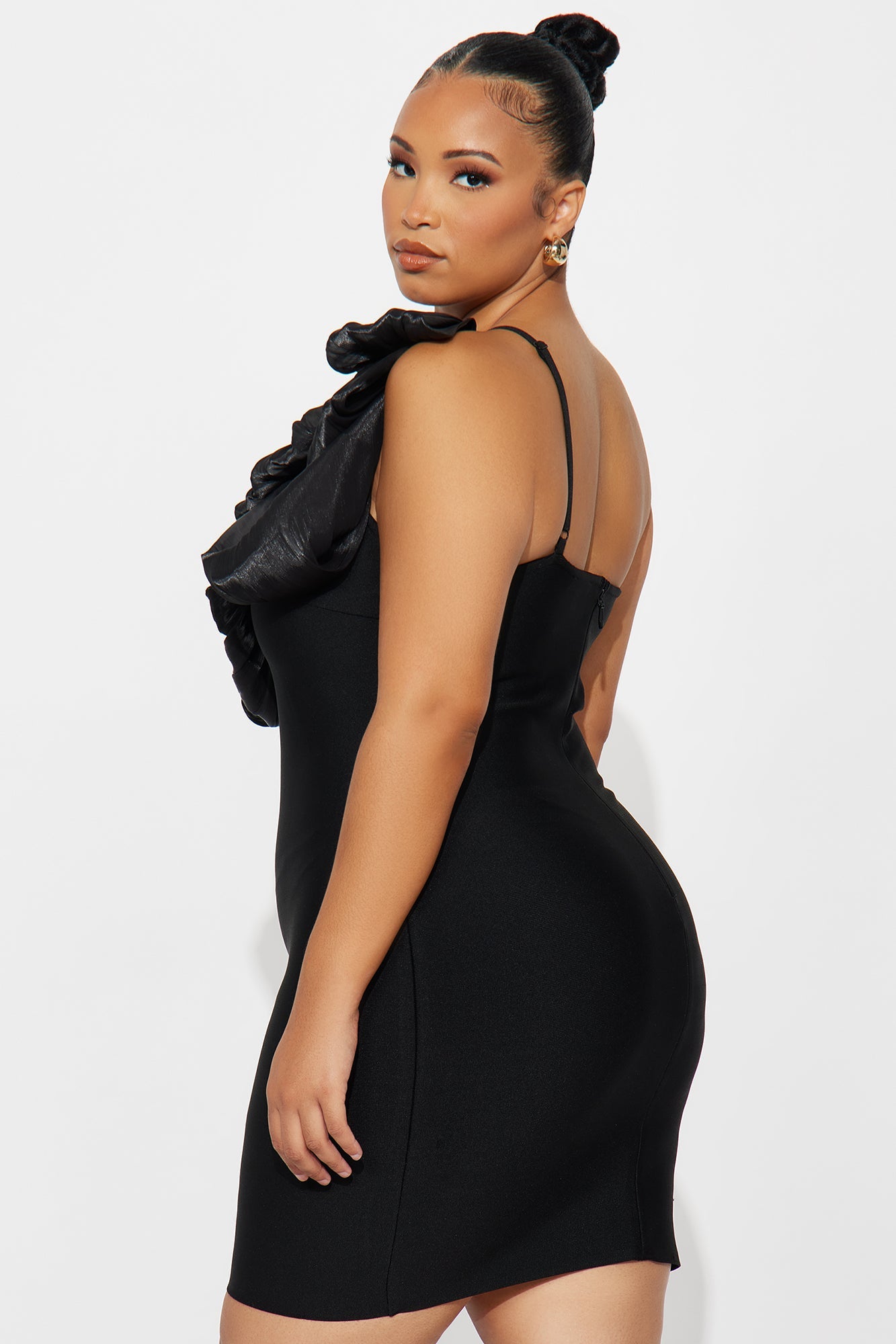Ready For My Close Up Ruffle Bandage Mini Dress - Black