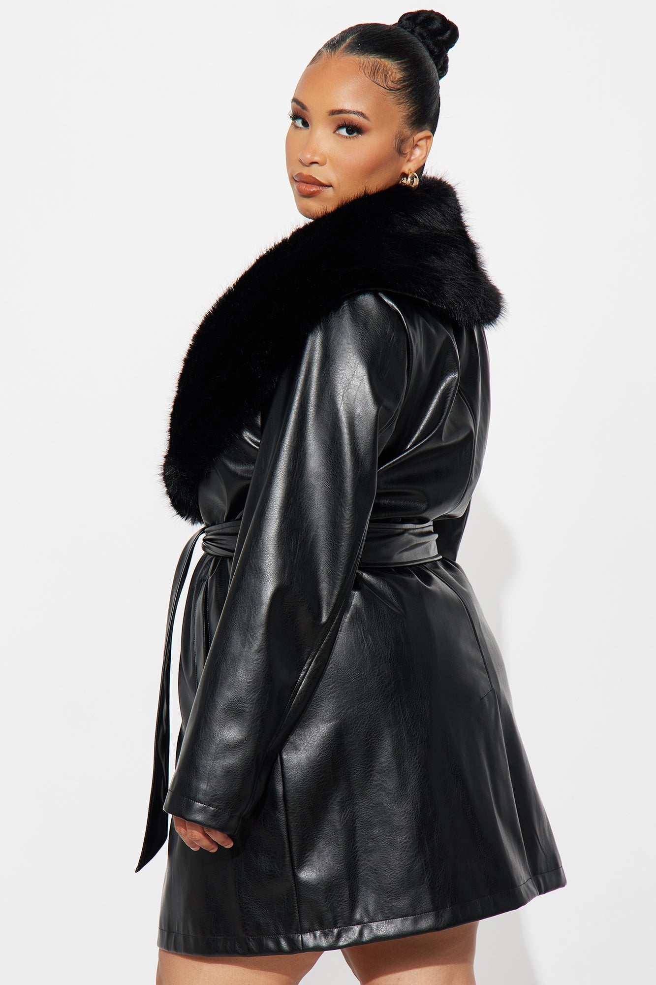 Boss Babe Faux Leather Mini Dress Set - Black