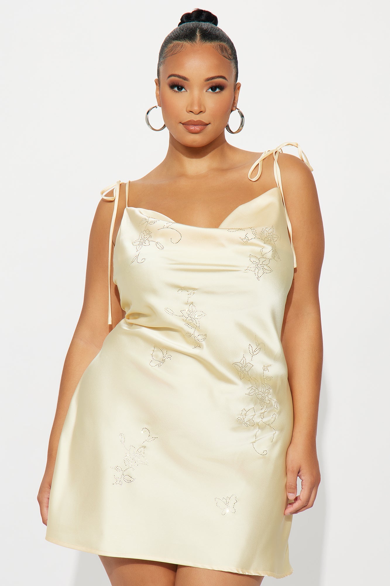Fairy Godmother Embellished Satin Mini Dress - Yellow