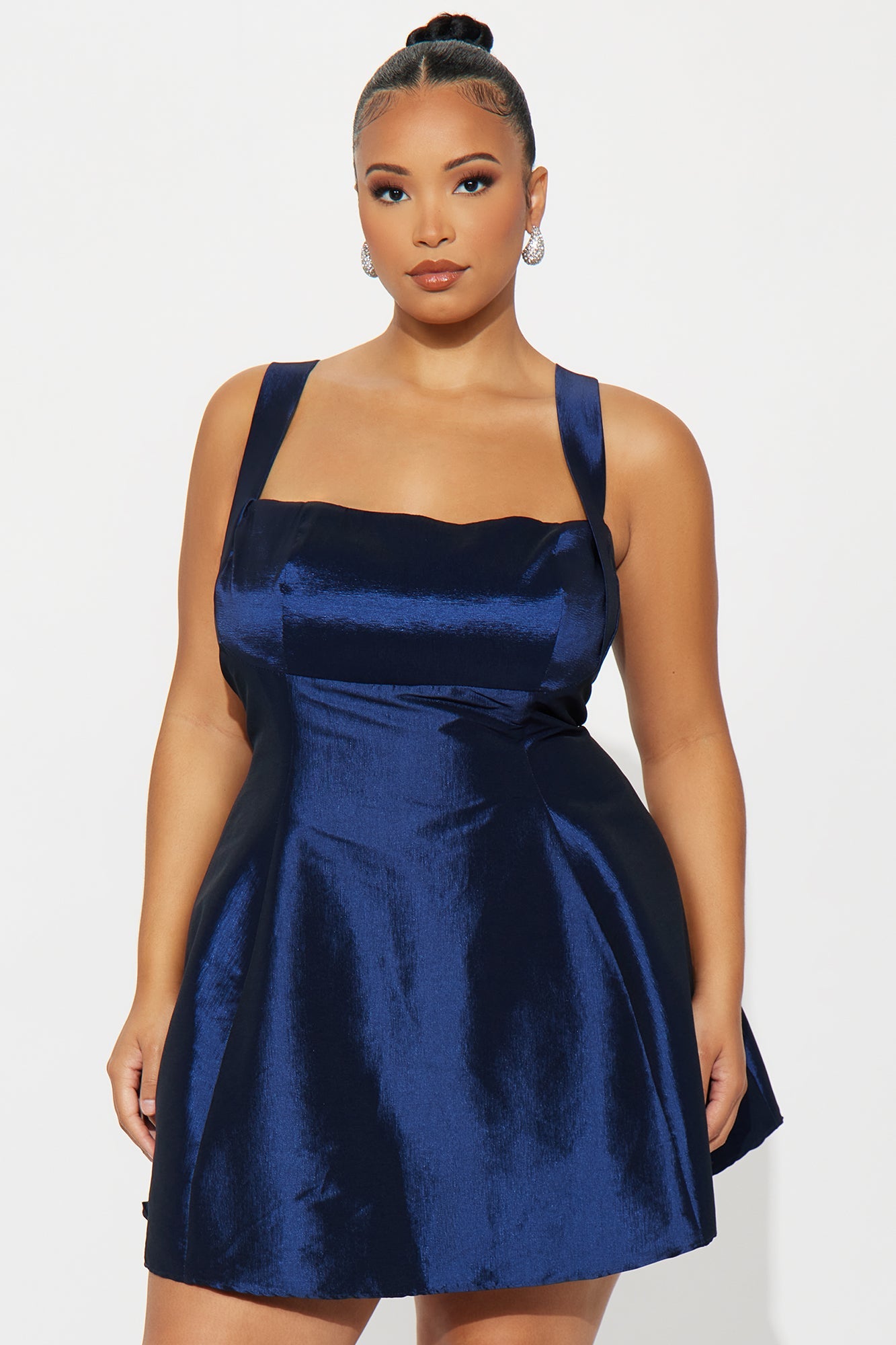 Kira Taffeta A Line Mini Dress - Navy