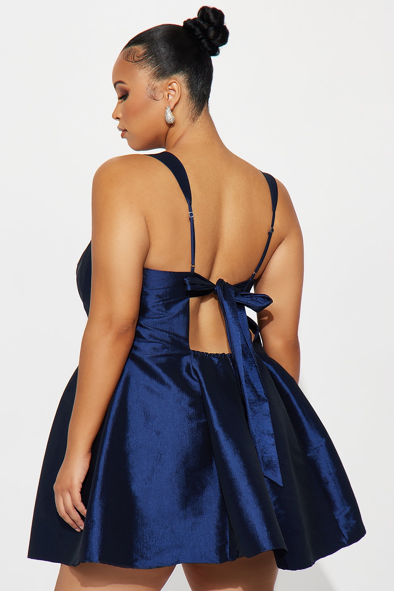 Kira Taffeta A Line Mini Dress - Navy