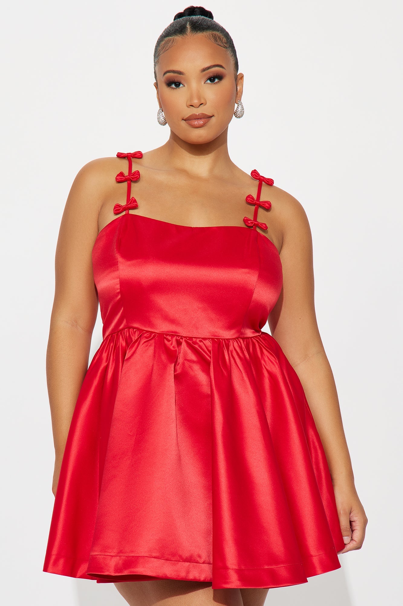 Sweet Hearts Satin Mini Dress - Red