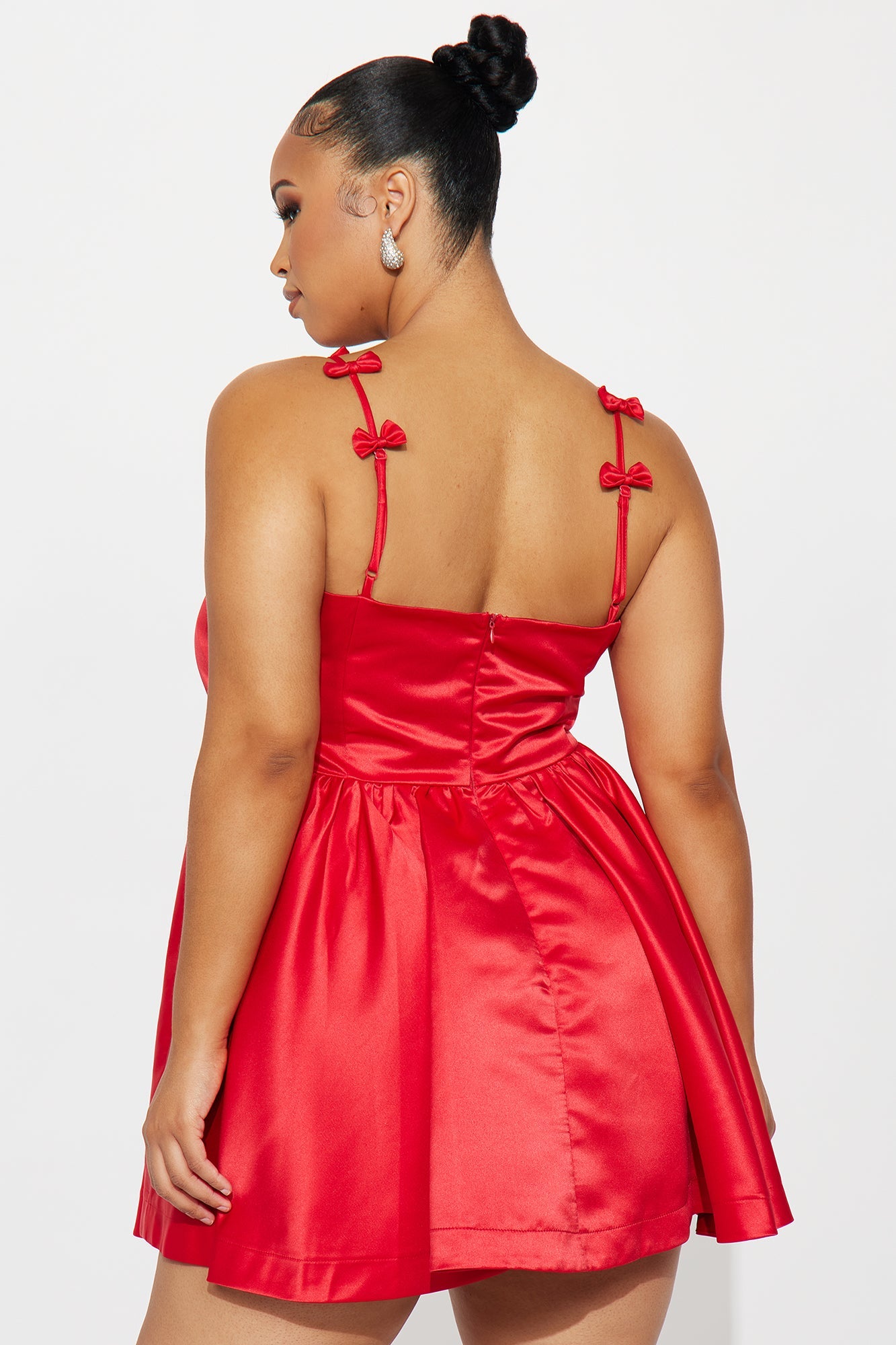 Sweet Hearts Satin Mini Dress - Red