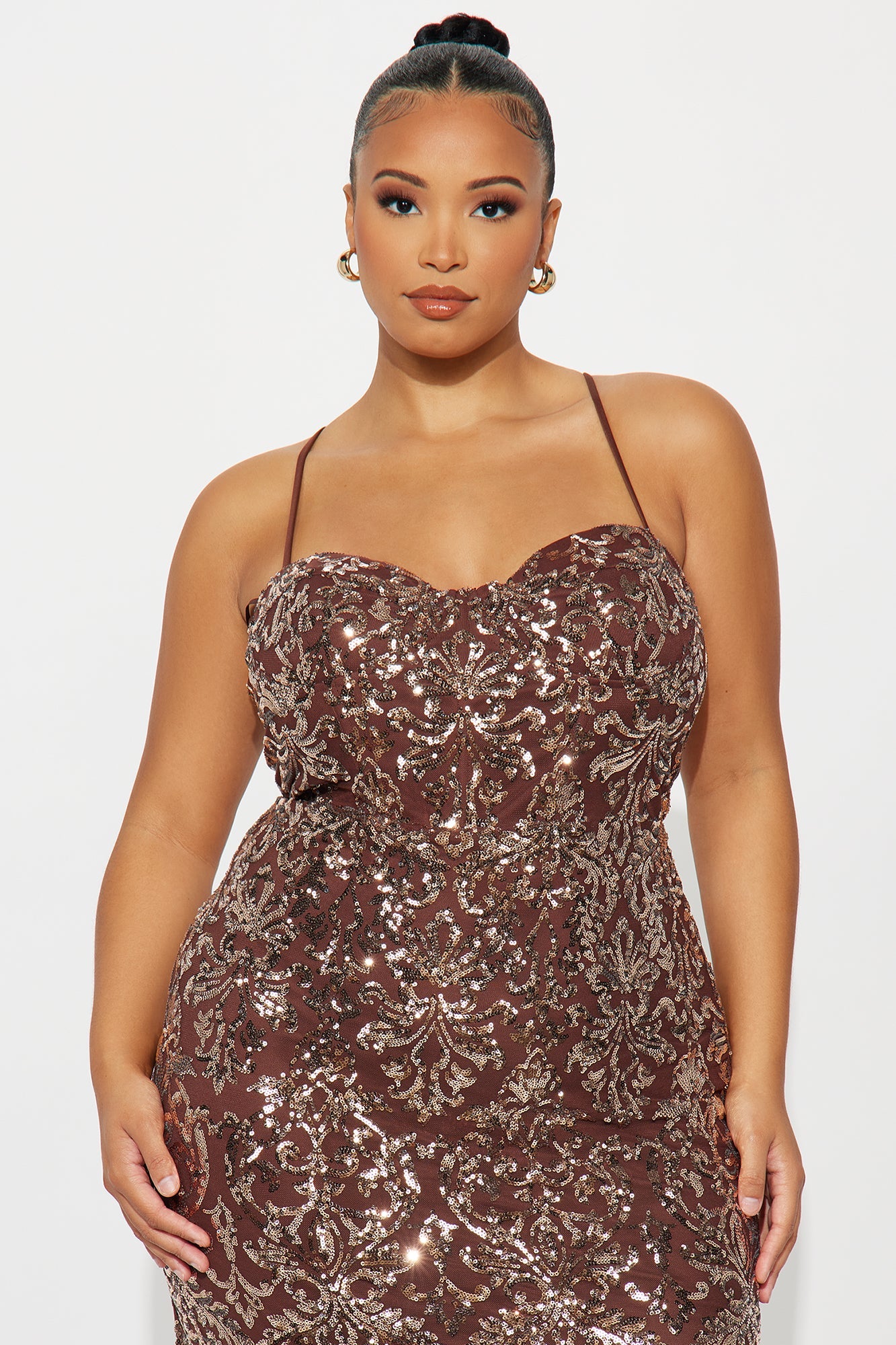 Talk Cute Sequin Maxi Gown - Brown