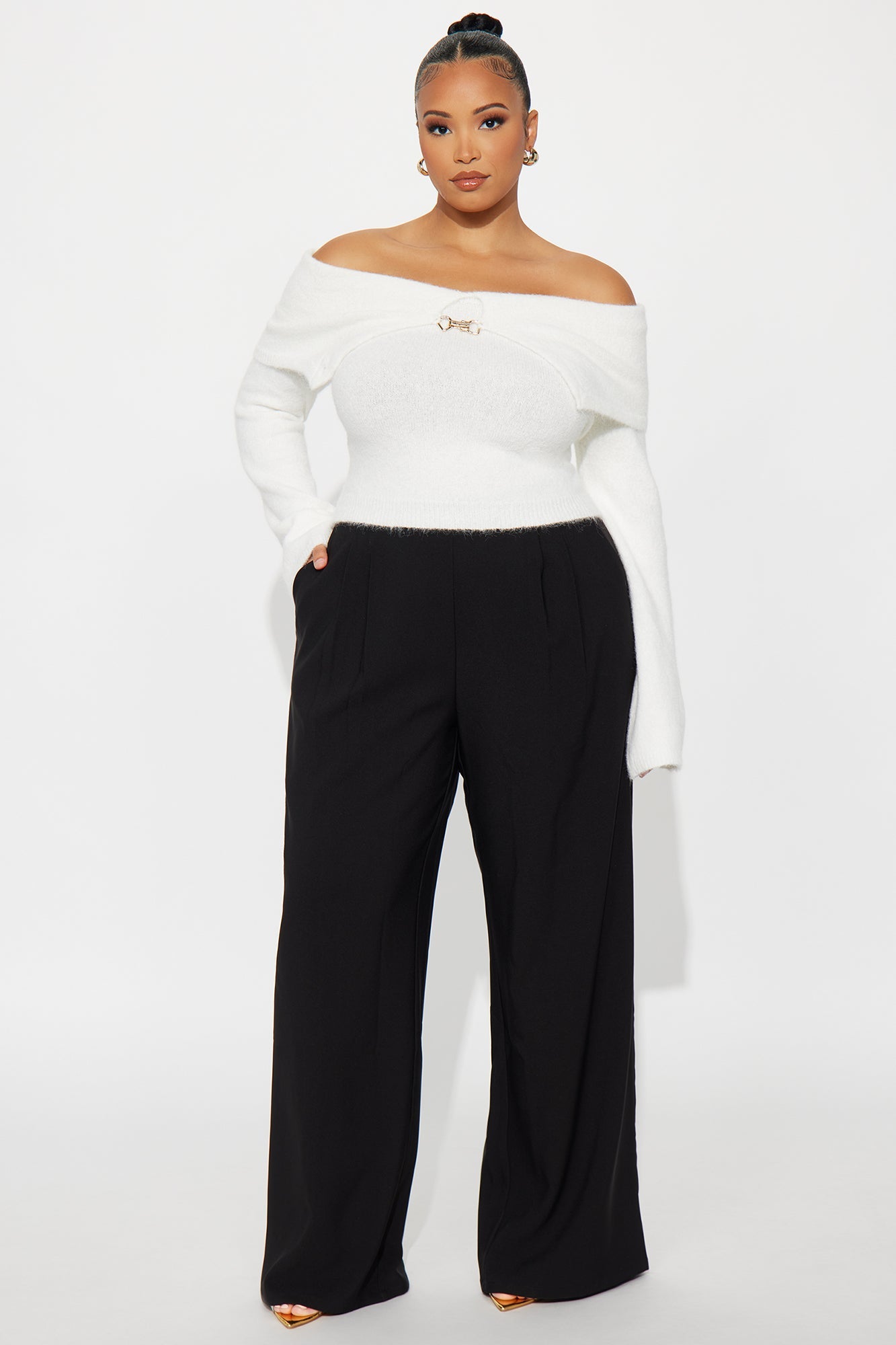 Mogul Mood Wide Leg Trouser Pant 32″ - Black