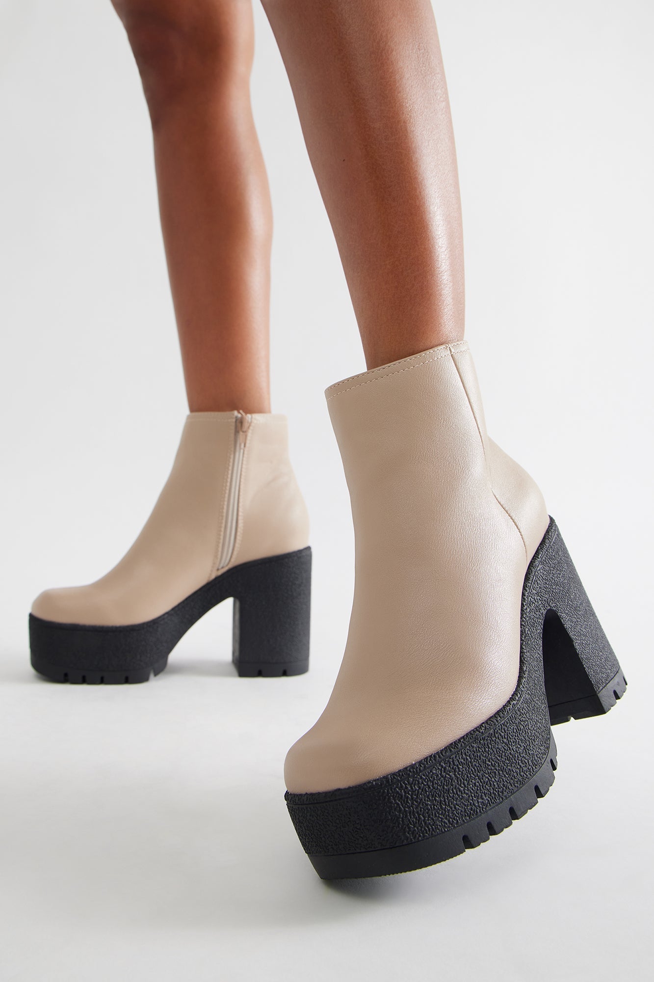 Mylah Platform Booties - Nude