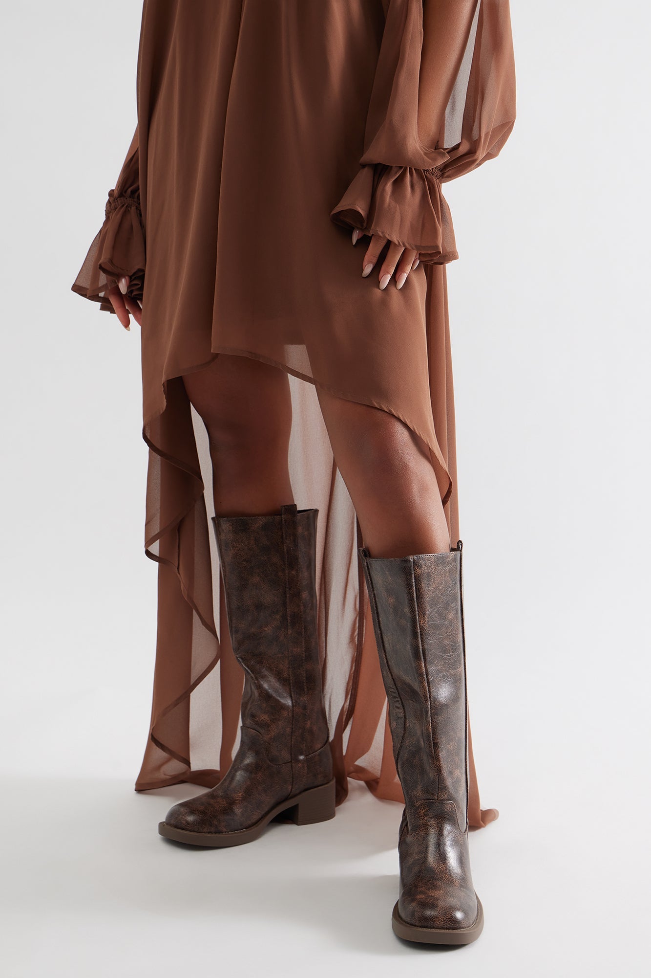 Rhena Knee High Boots - Chocolate