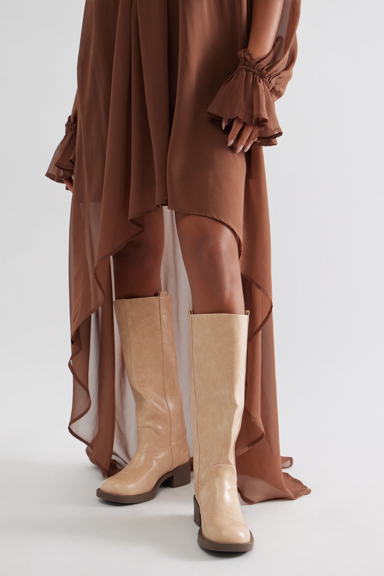 Rhena Knee High Boots - Nude