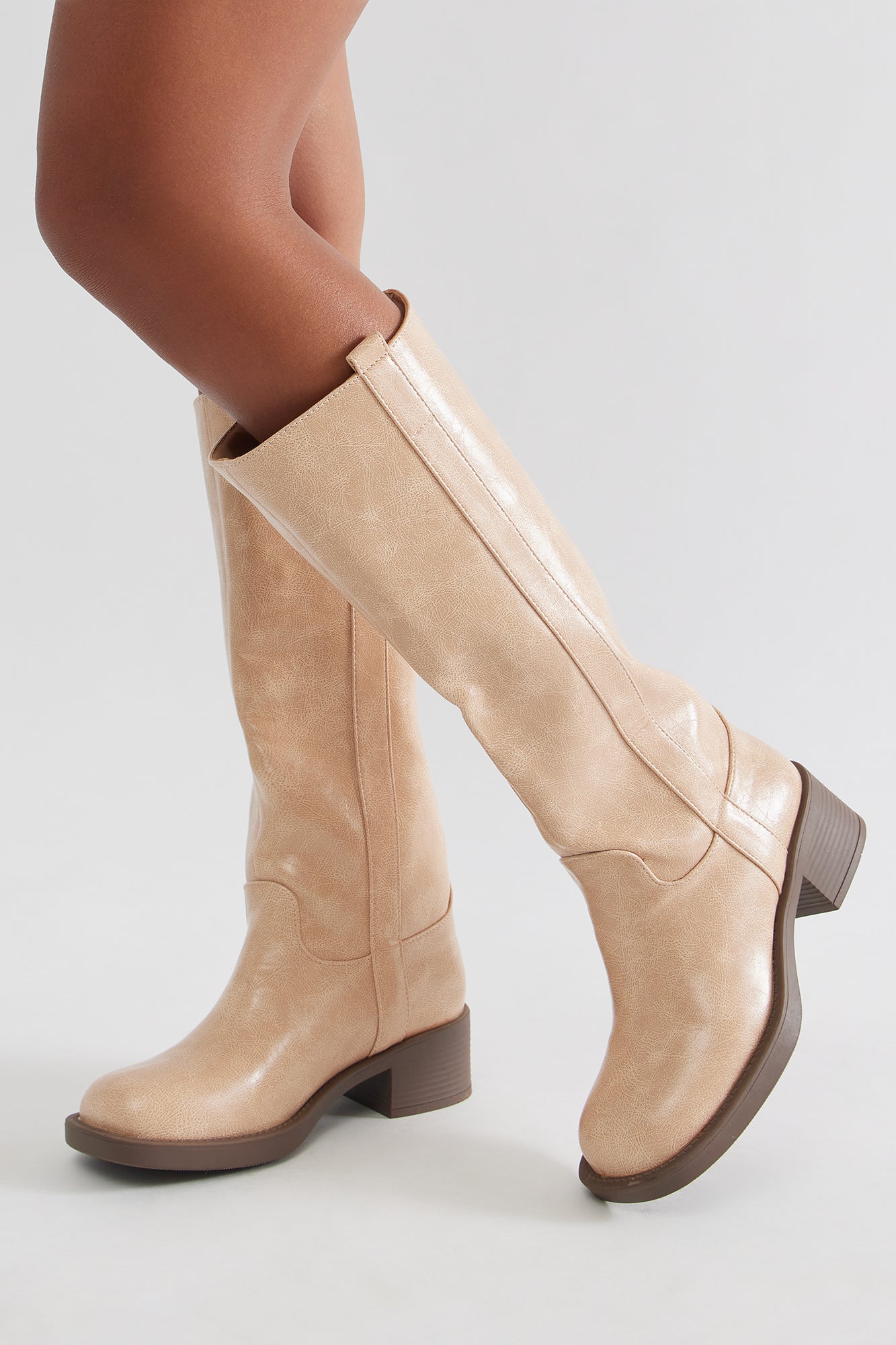 Rhena Knee High Boots - Nude