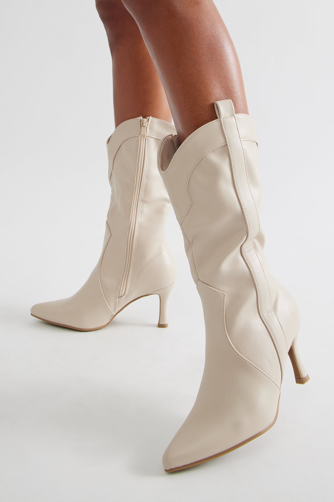 Kay Stiletto Cowboy Boots - Ivory