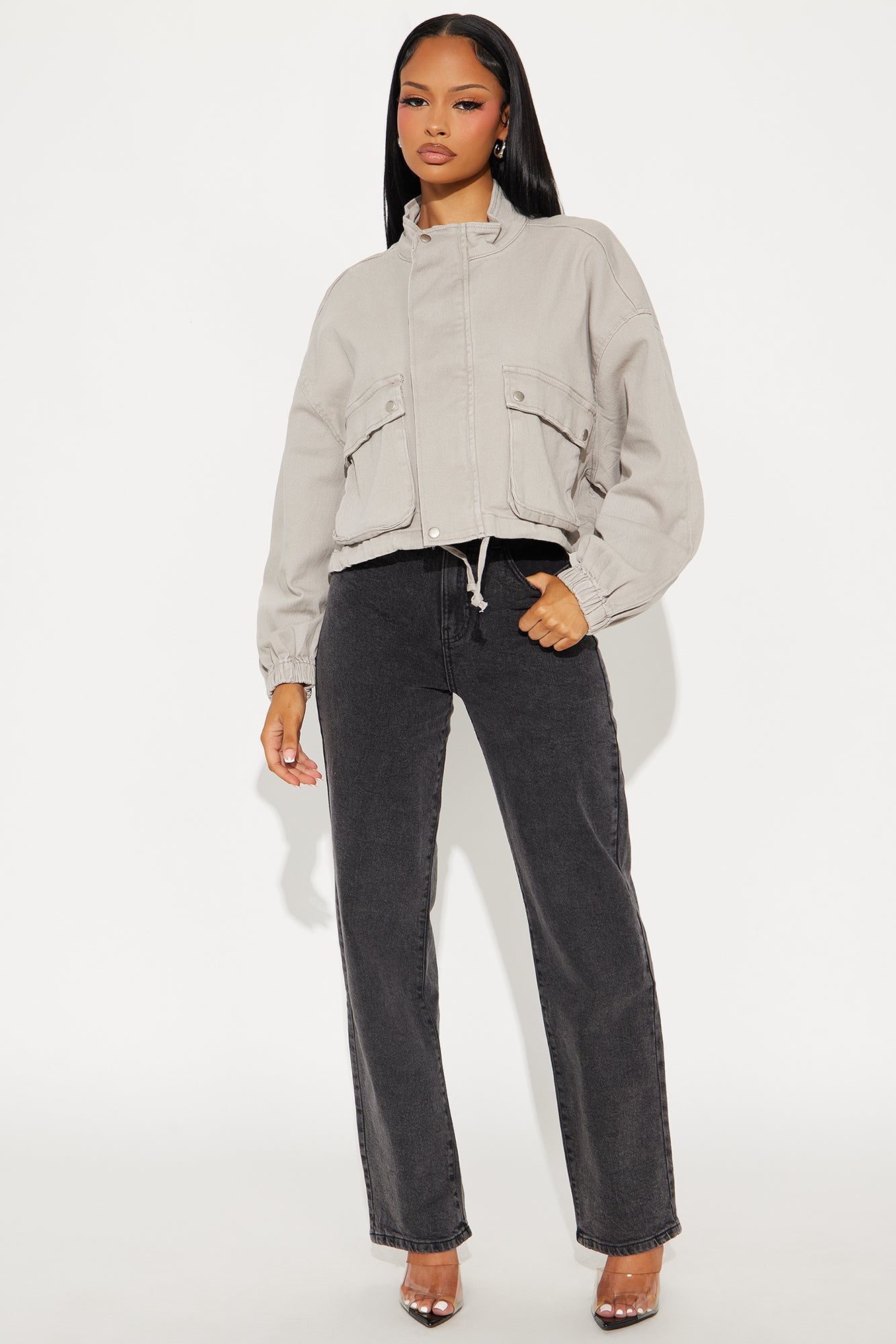 Edge Of Town Twill Bomber Jacket - Grey