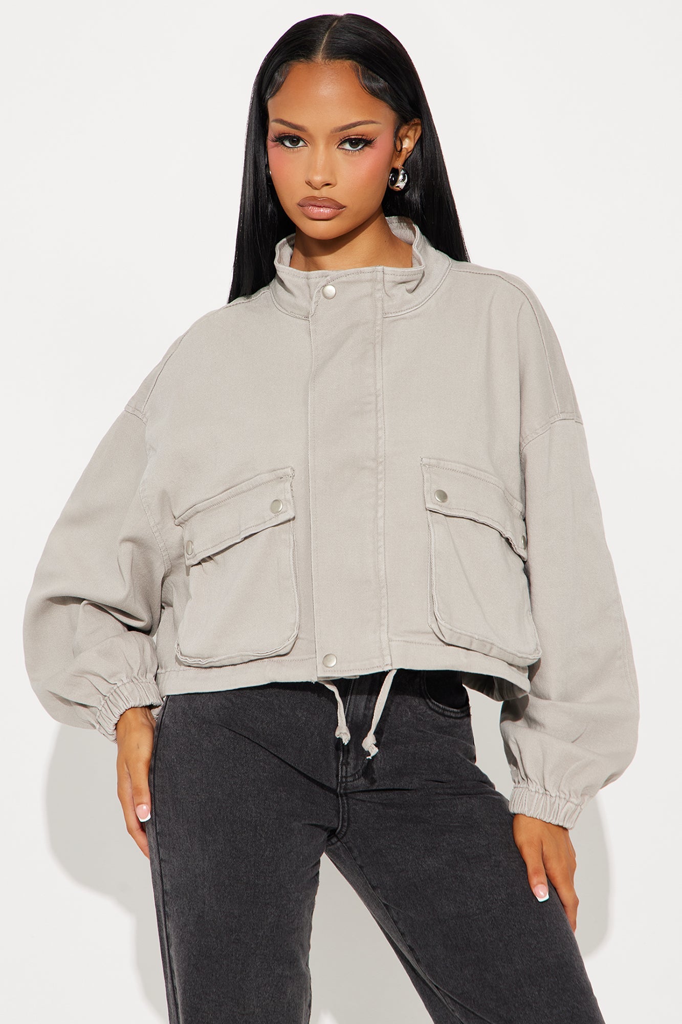 Edge Of Town Twill Bomber Jacket - Grey