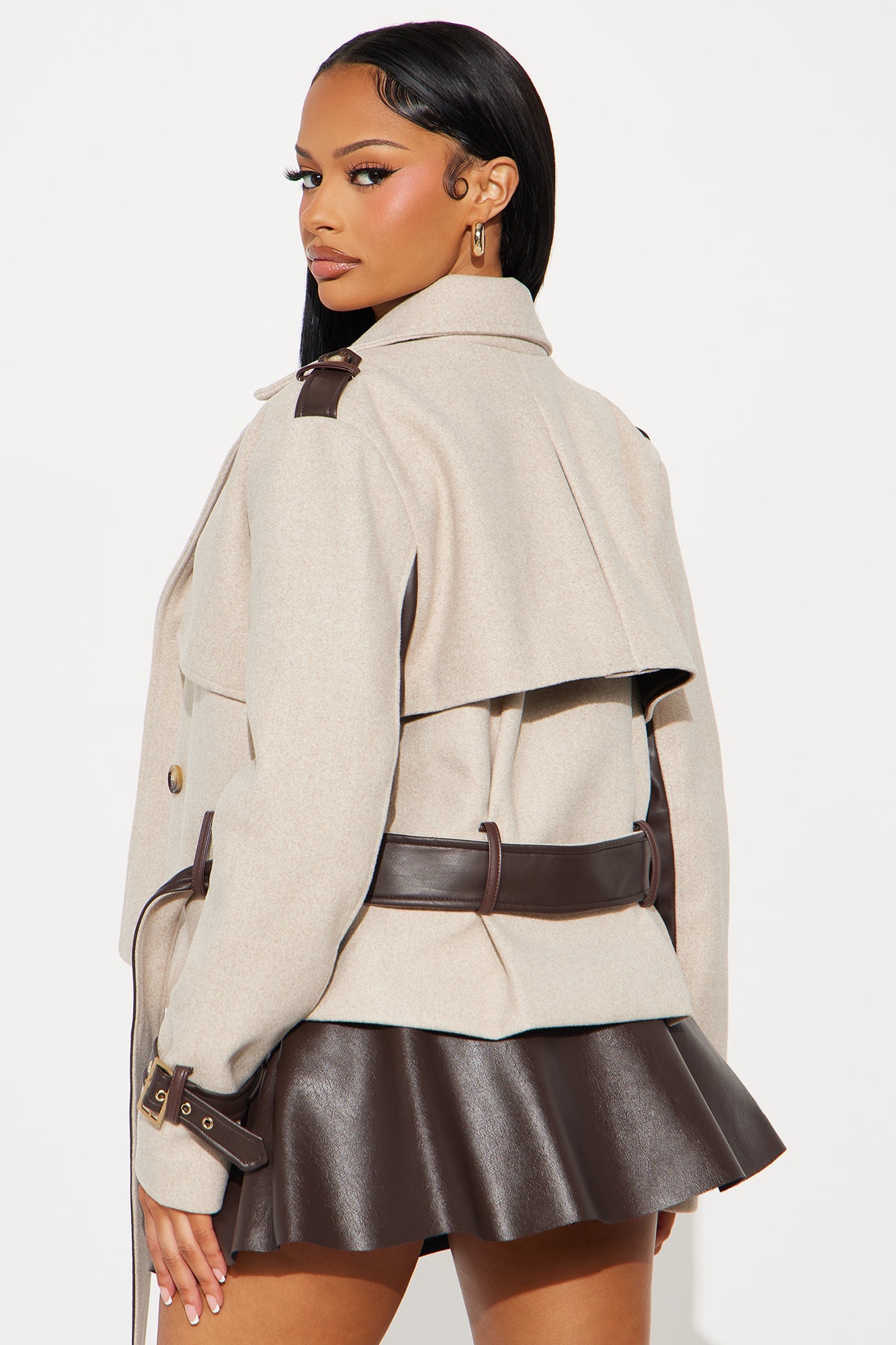 Not Too Casual Cropped Trench - Oatmeal