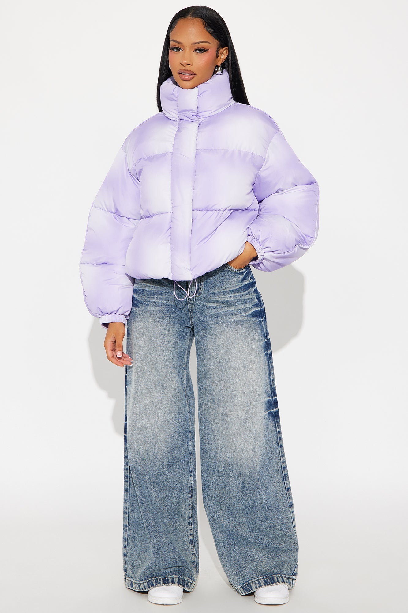 Zoe Ombre Cropped Puffer Jacket - Lavender