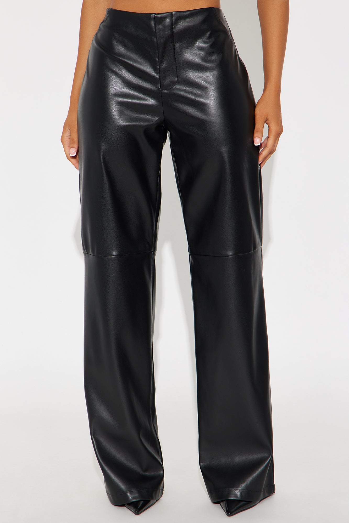 Athena Faux Leather Wide Leg Pant 33″ - Black