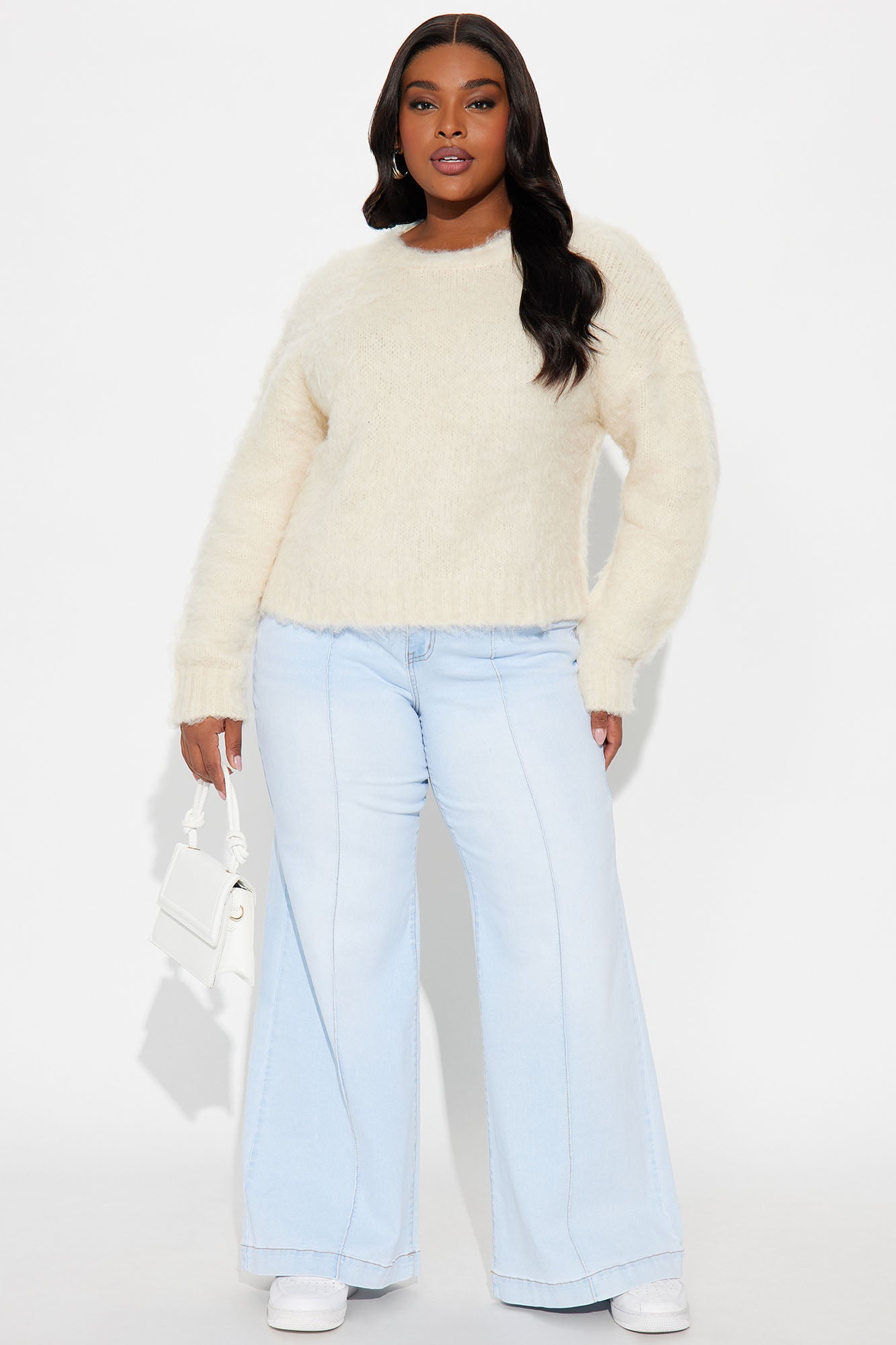 Stepping Out Fuzzy Sweater - Cream