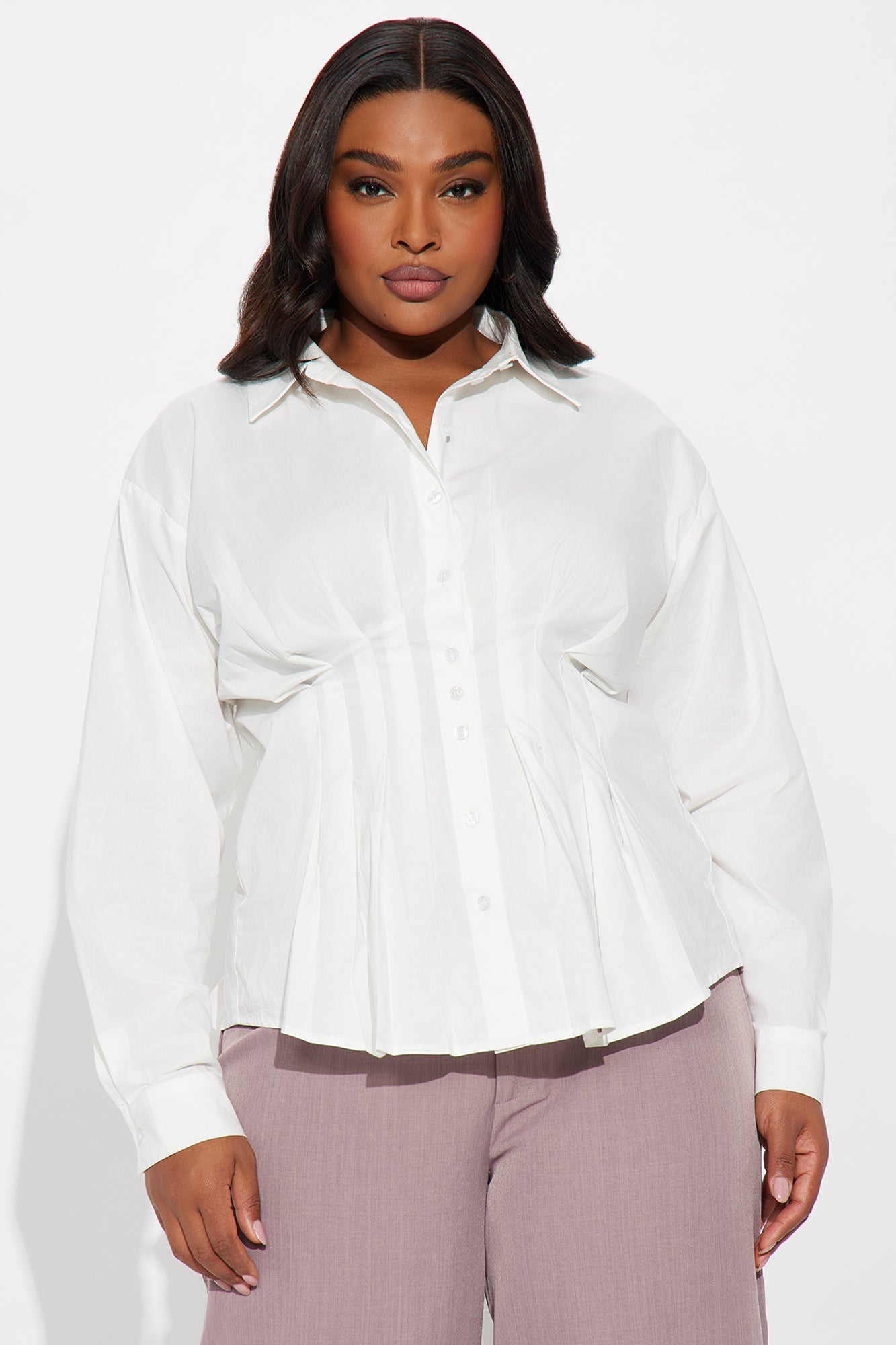 Kandice Pleated Poplin Shirt - White
