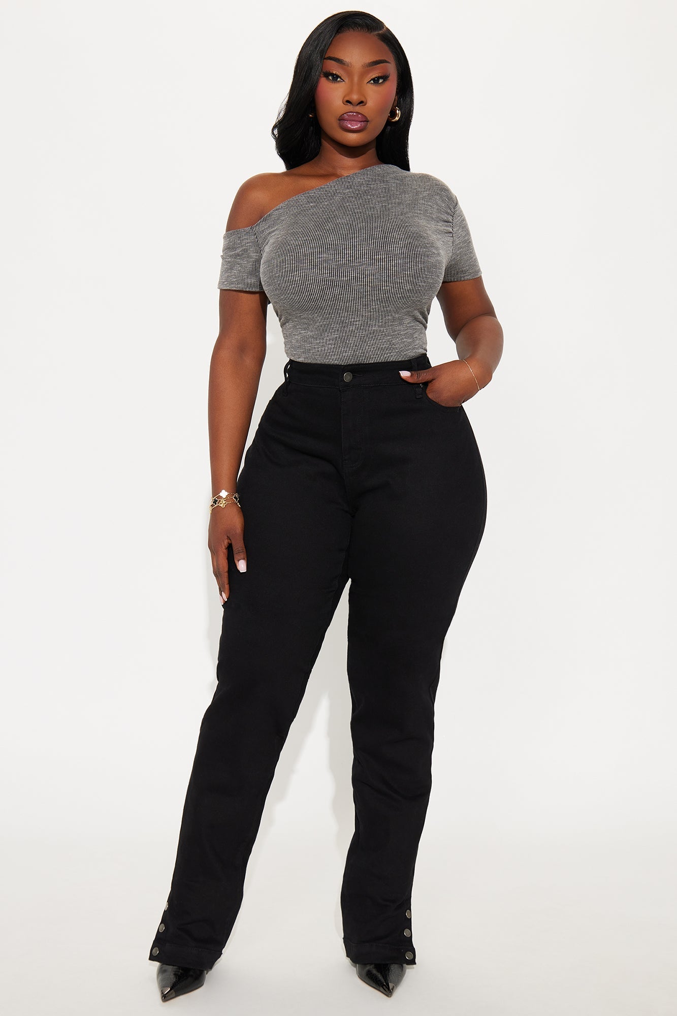 Bianca Low Rise Stacked Pant 33″ - Black