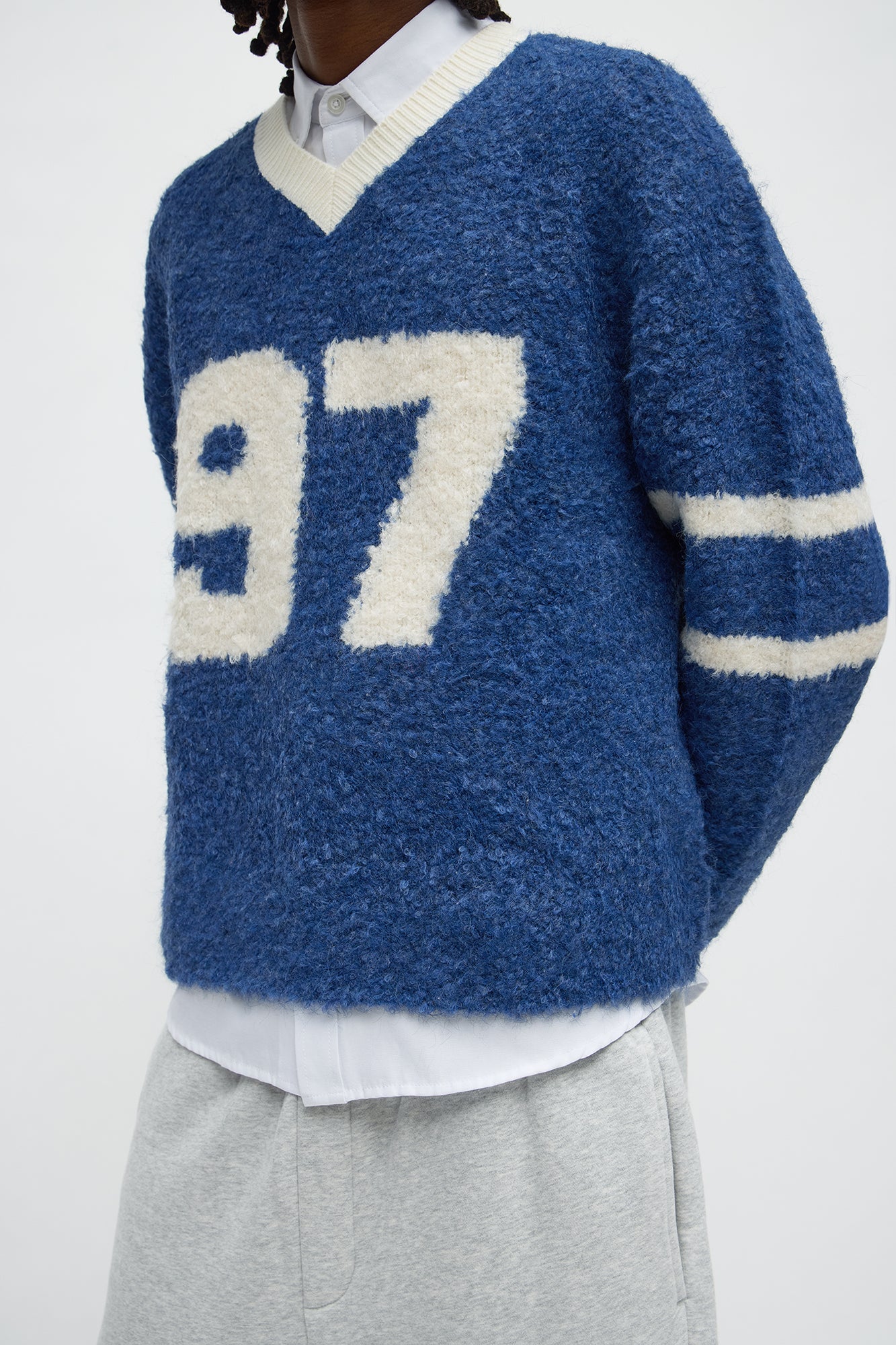 Boxy Winning Team Fuzzy Knit - Teal/combo