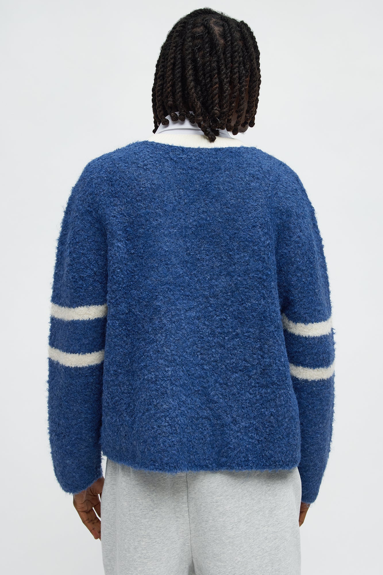 Boxy Winning Team Fuzzy Knit - Teal/combo