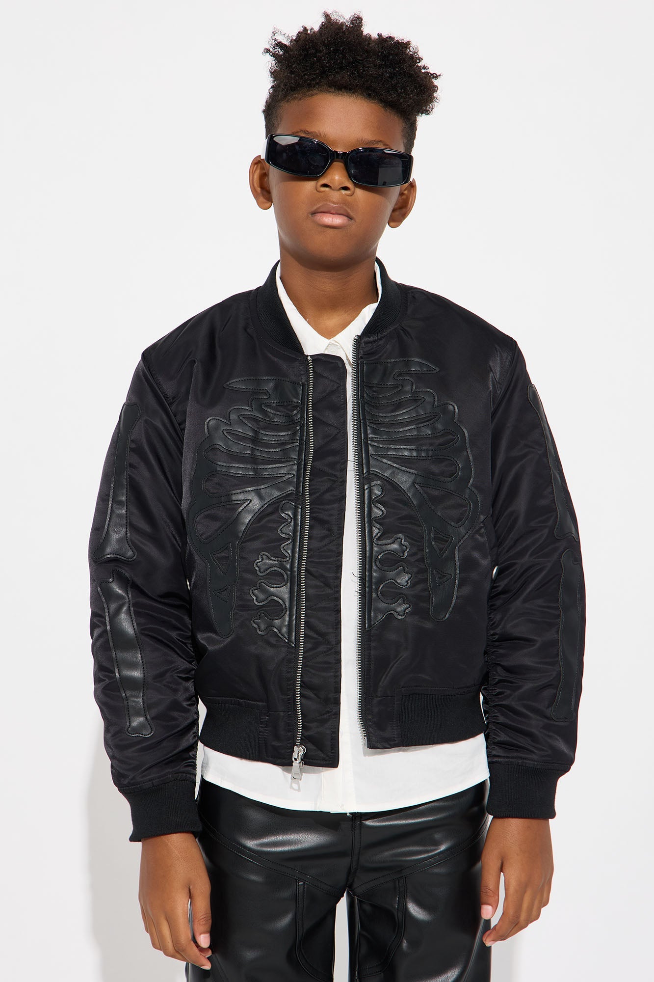 Mini Oversized Slip Into Darkness Bomber Jacket - Black