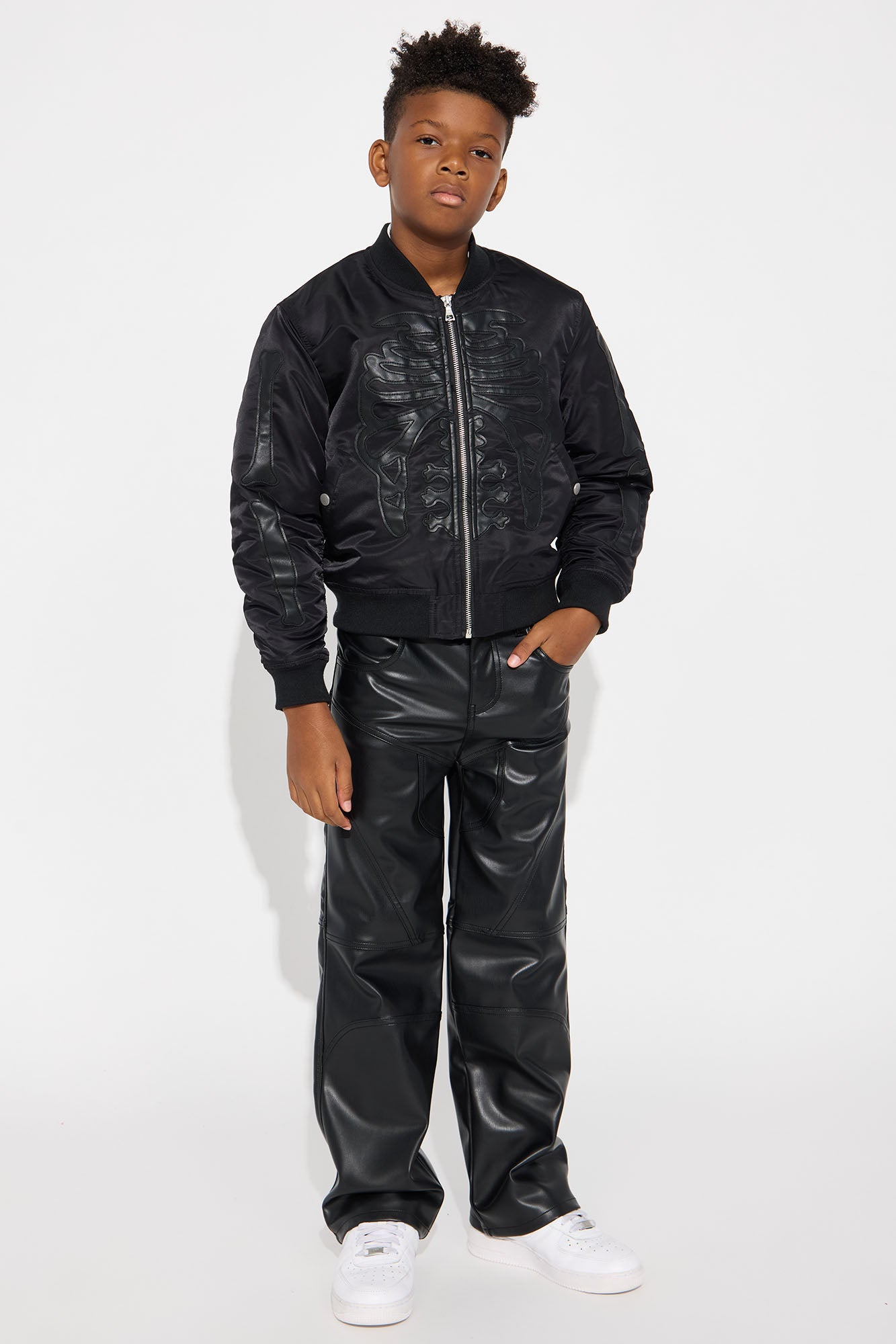 Mini Oversized Slip Into Darkness Bomber Jacket - Black