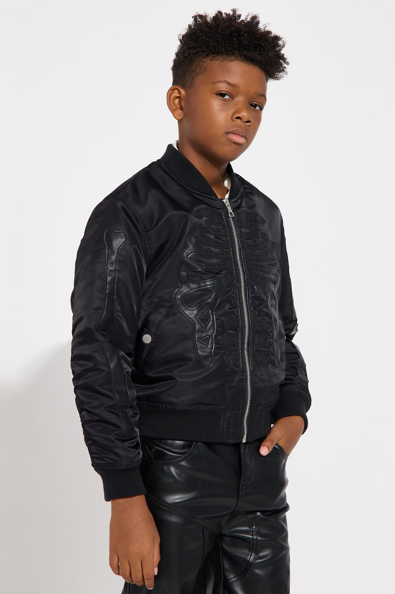 Mini Oversized Slip Into Darkness Bomber Jacket - Black