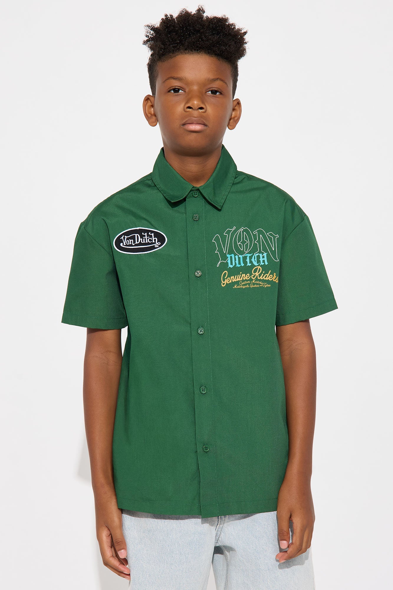 Mini Von Dutch Genuine Riders Button Up Shirt - Green