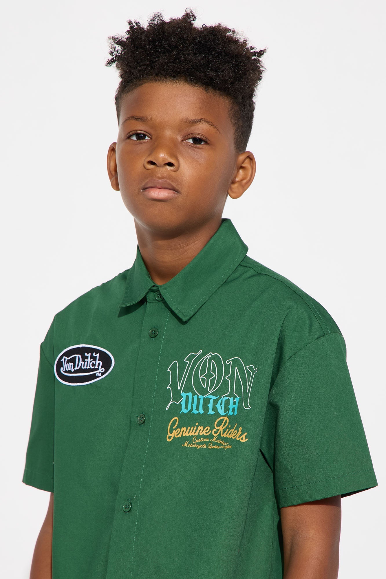 Mini Von Dutch Genuine Riders Button Up Shirt - Green