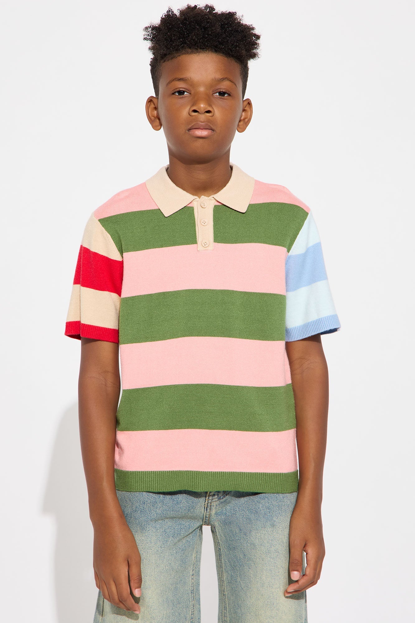 Mini Relaxed Multi Color Dreamer Knitted Polo - Pink/combo