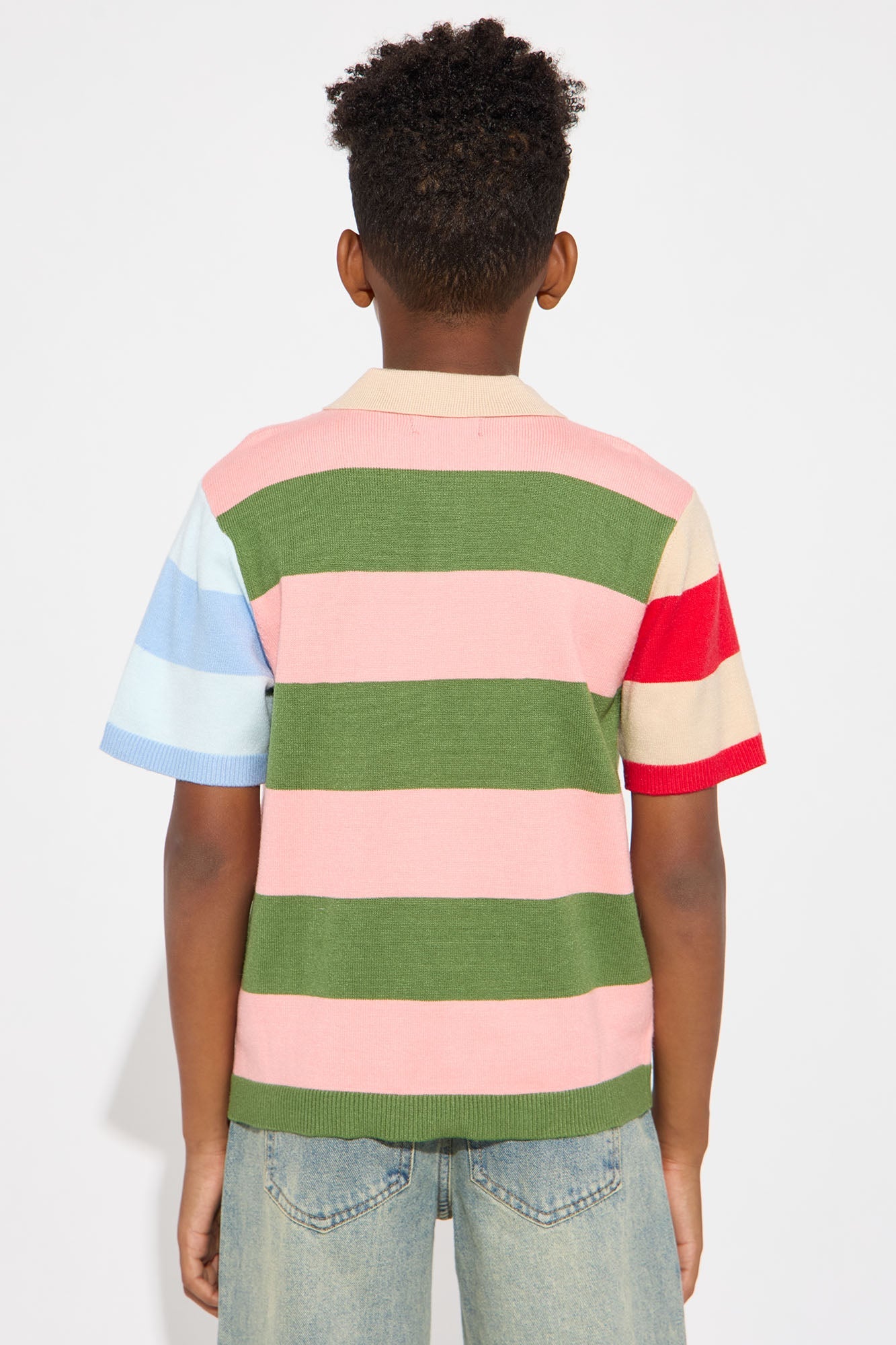 Mini Relaxed Multi Color Dreamer Knitted Polo - Pink/combo
