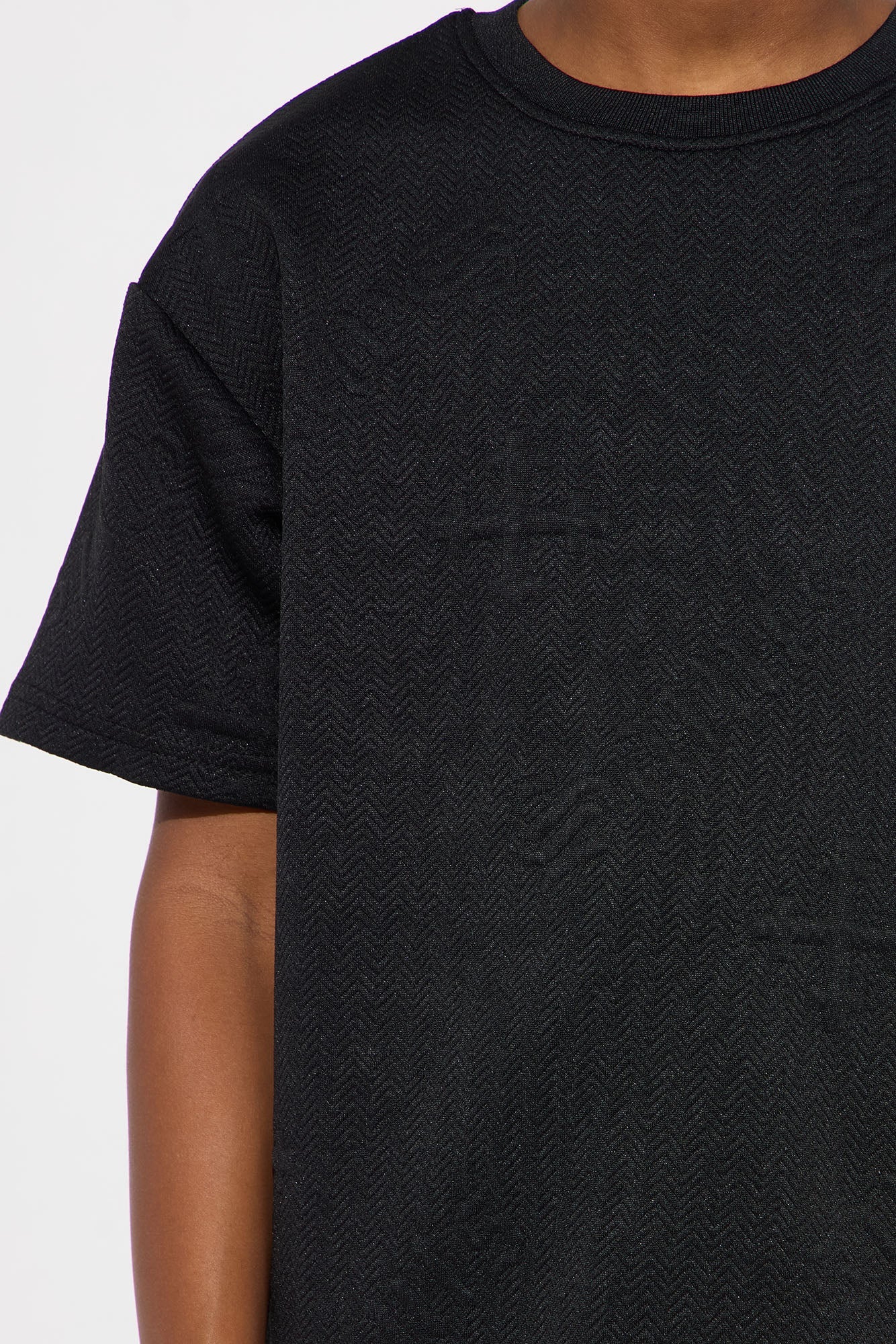 Mini Textured Knit Saints Short Sleeve Tee - Black