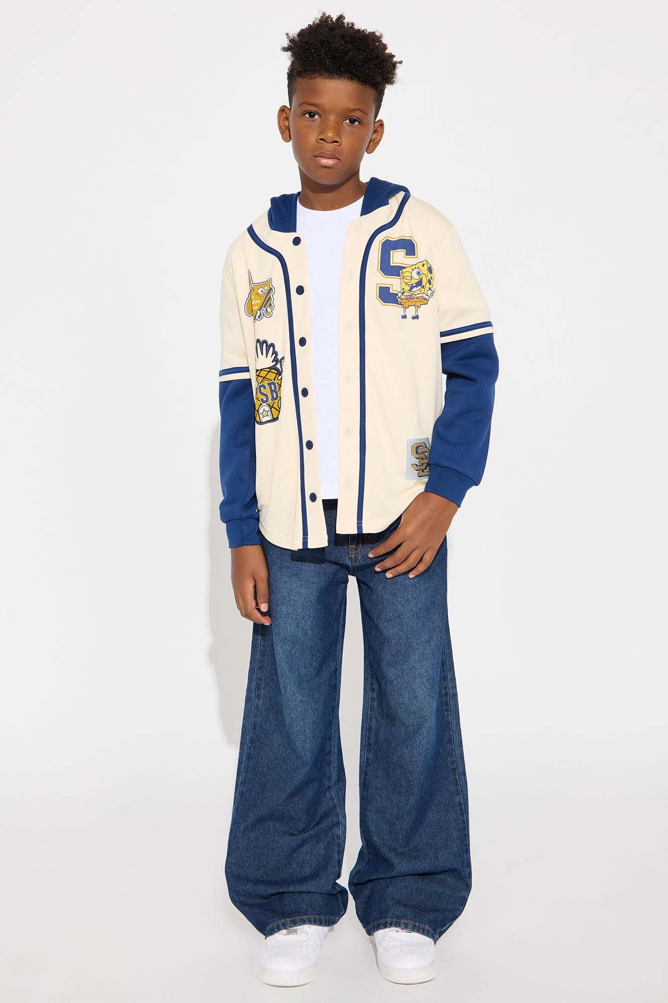 Mini Spongebob Squarepants Hooded TwoFer Jersey - Cream/combo