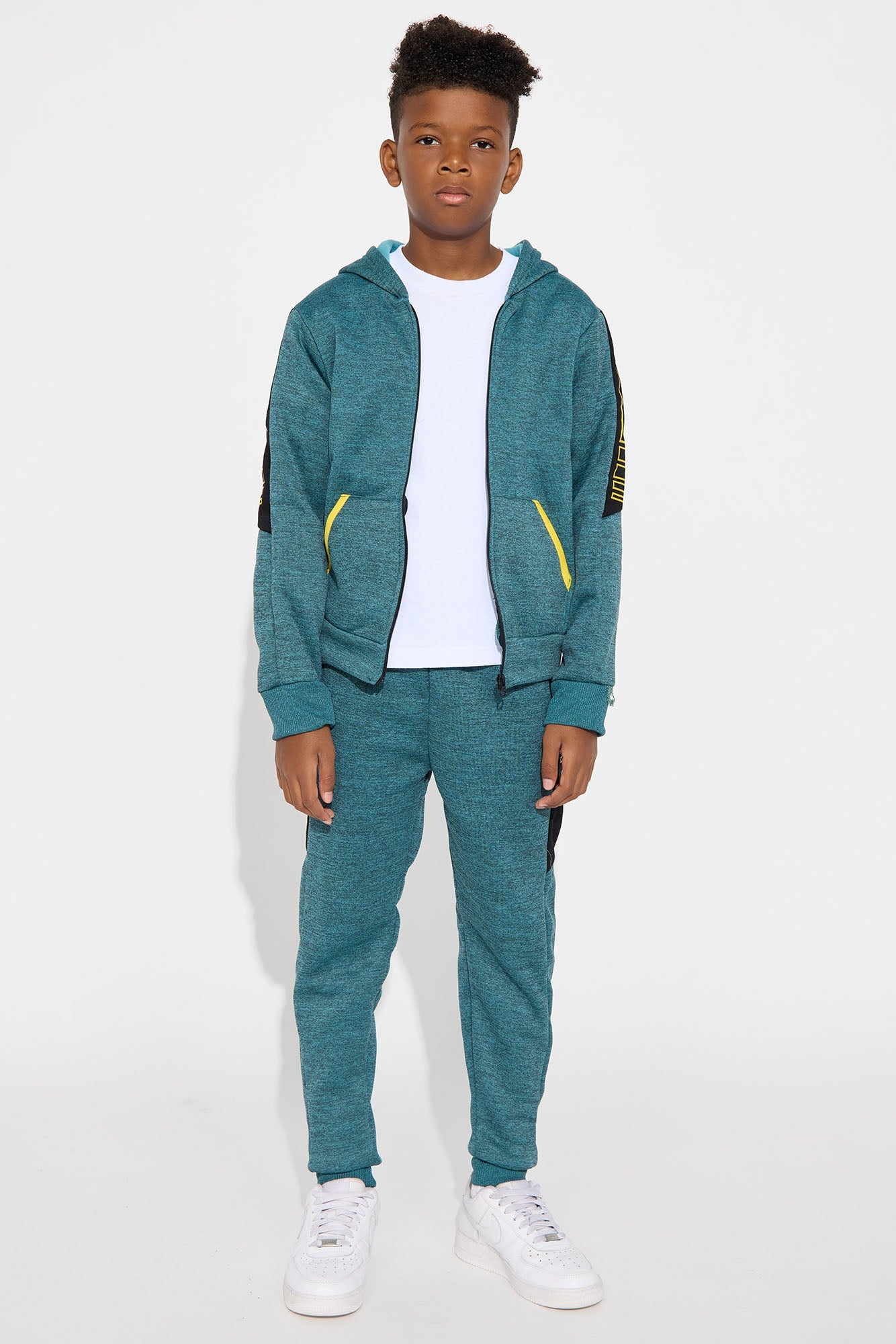 Mini Be Confident Zip Hoodie And Jogger Pant Set - Teal