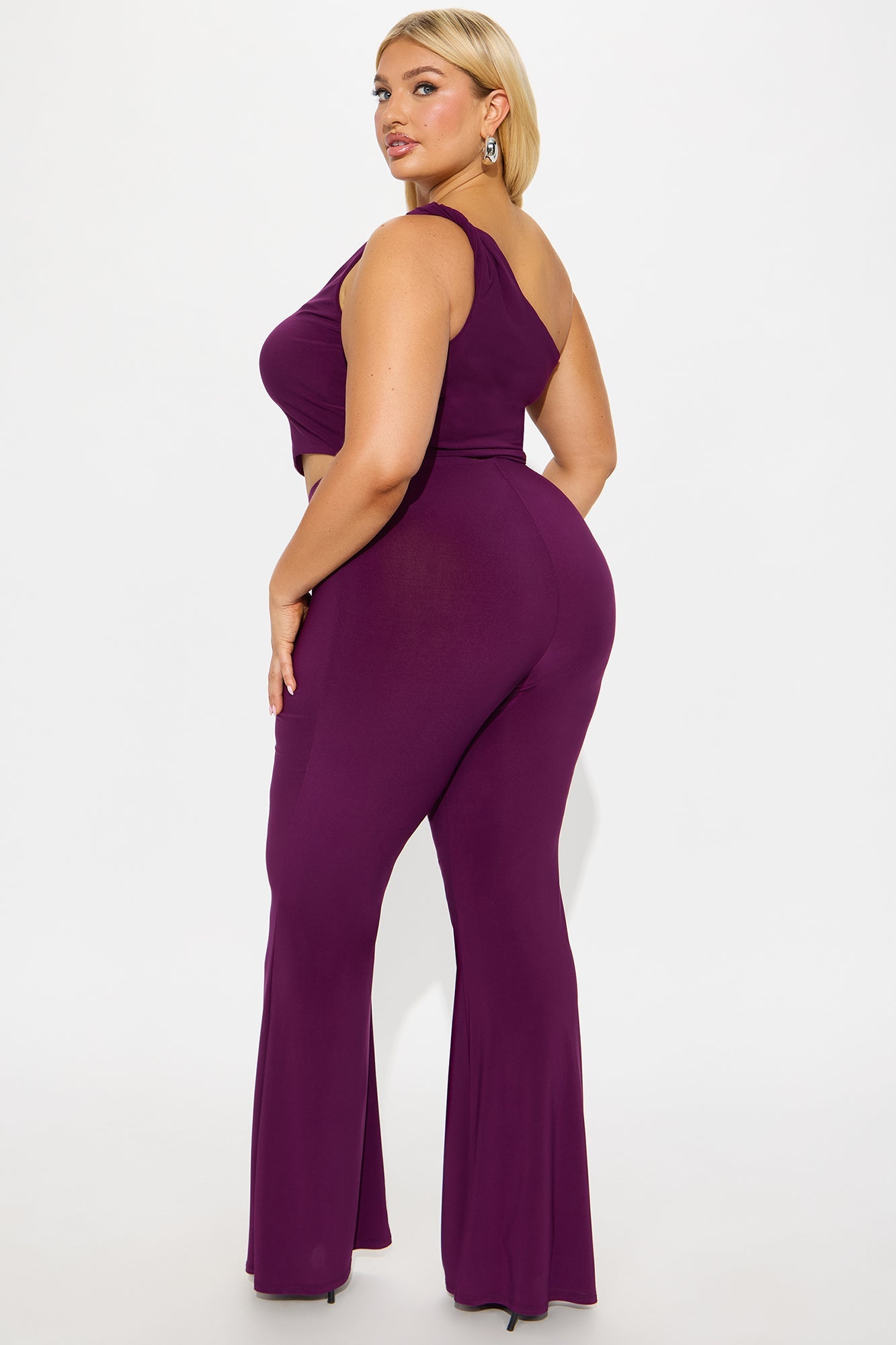 Lisa One Shoulder Pant Set - Plum