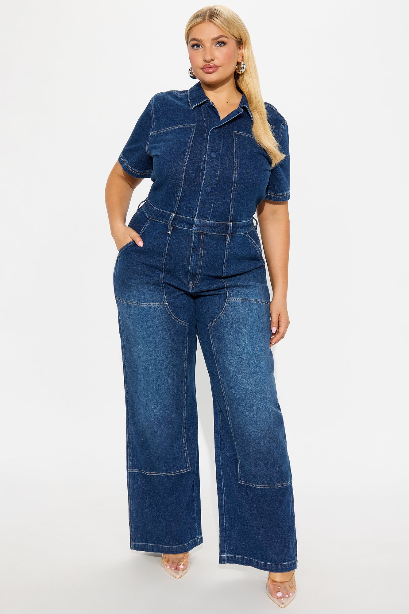 Angela Denim Jumpsuit - Dark Wash