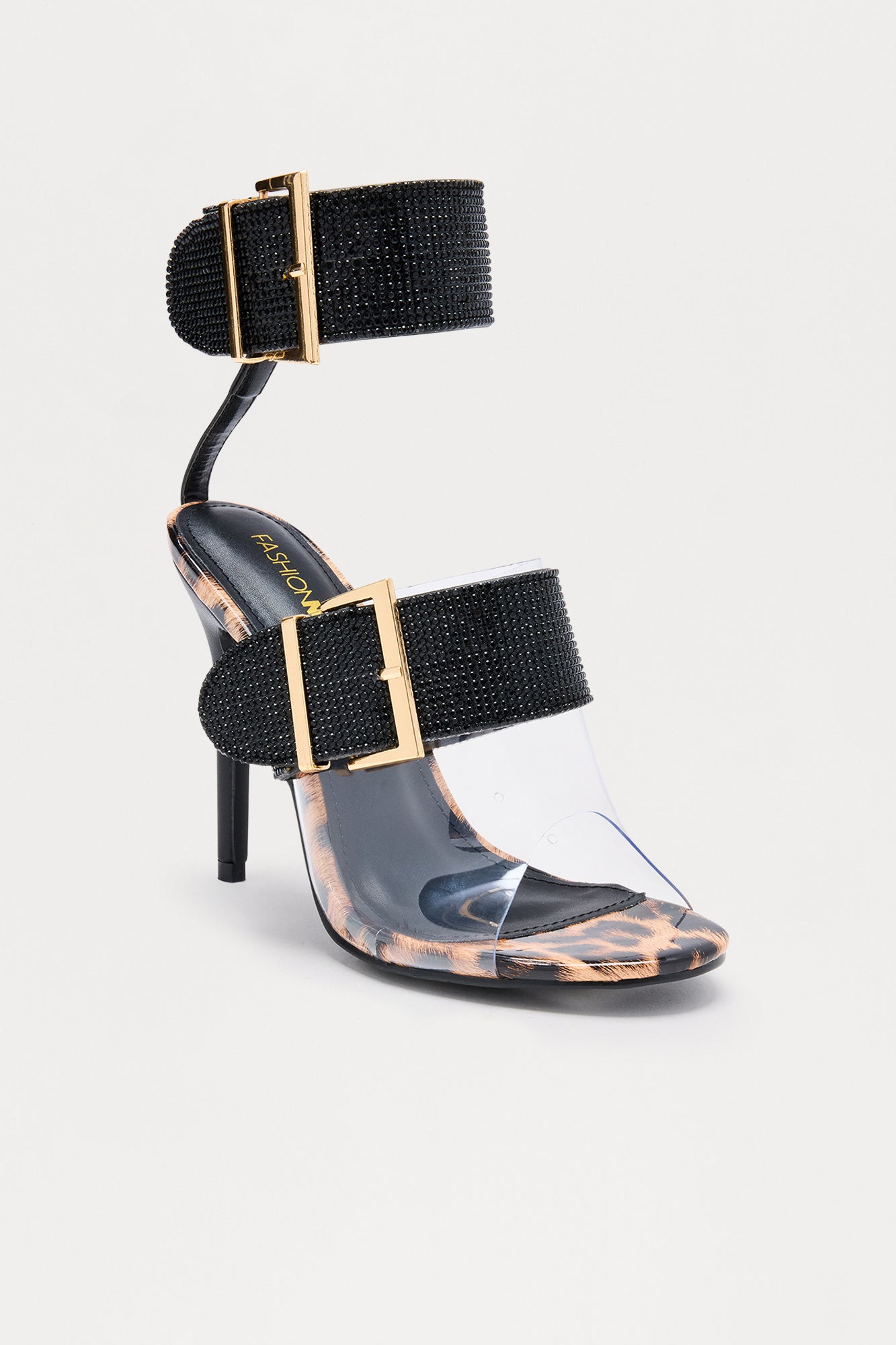 Faelynn Rhinestone Buckle Heels - Leopard