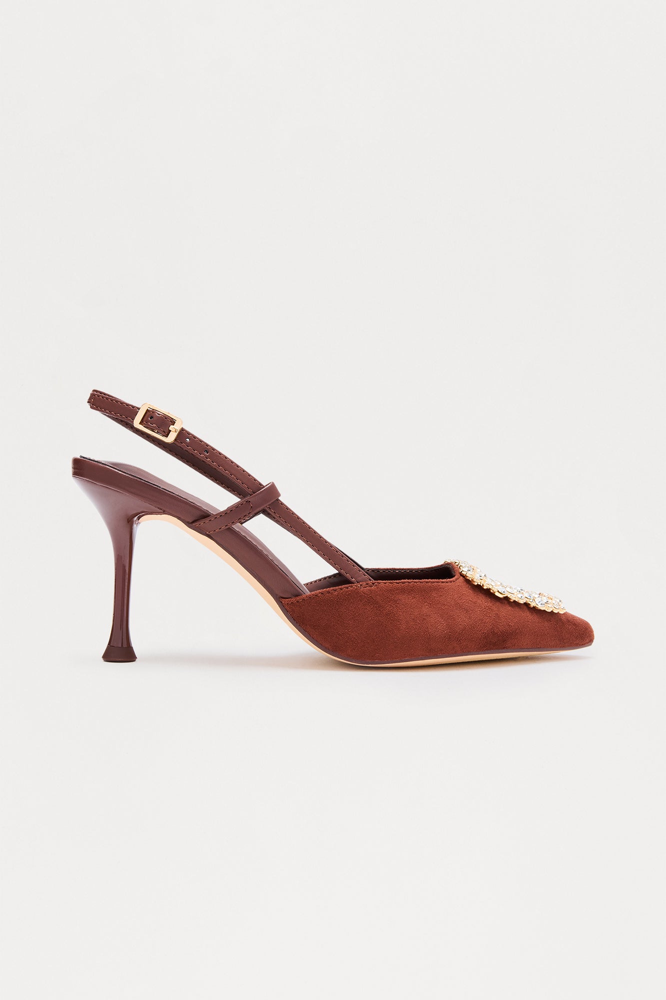 Cecilia Rhinestone Slingback Pumps - Brown