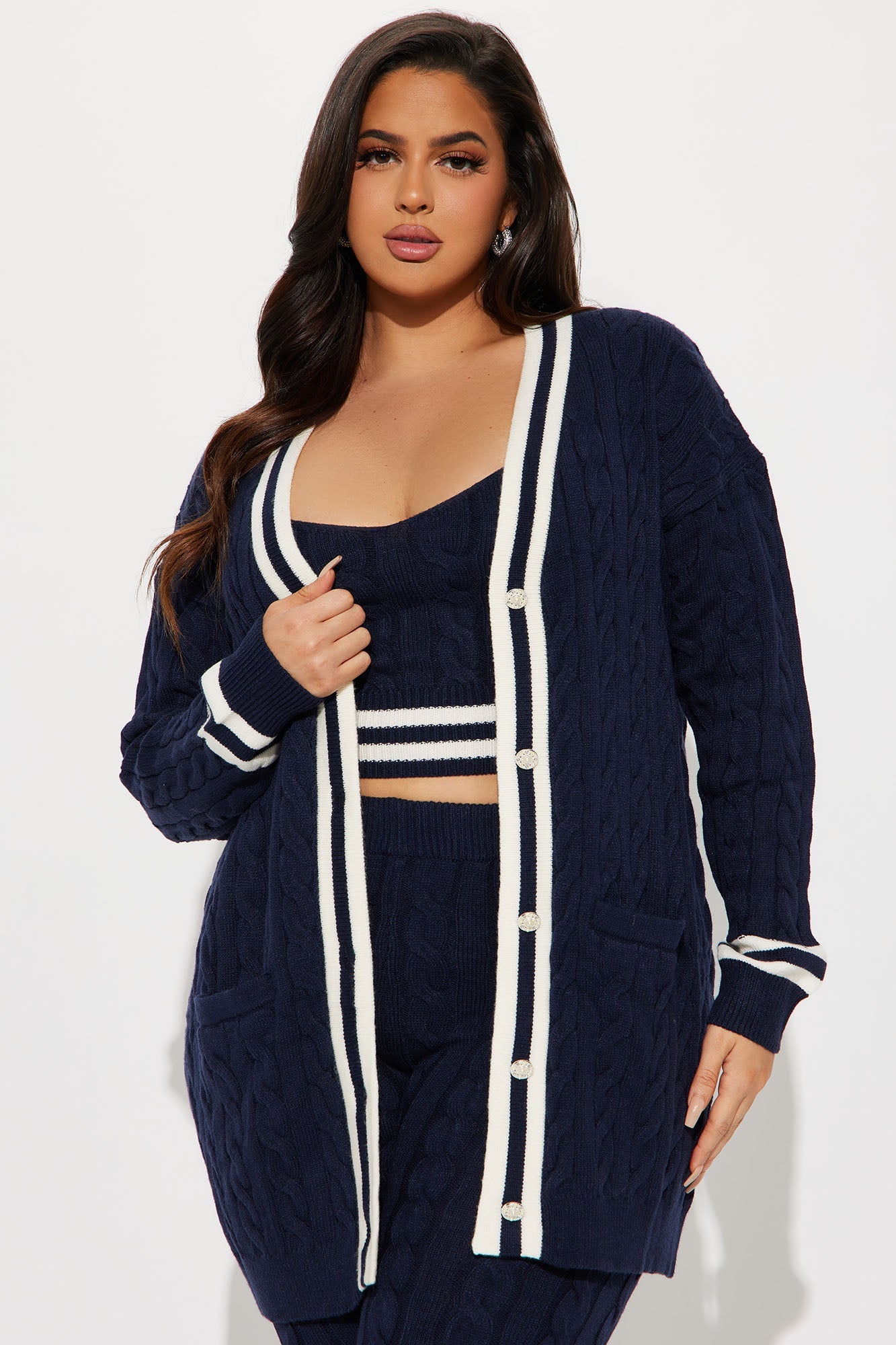 Alessa 3 Piece Sweater Legging Set - Navy