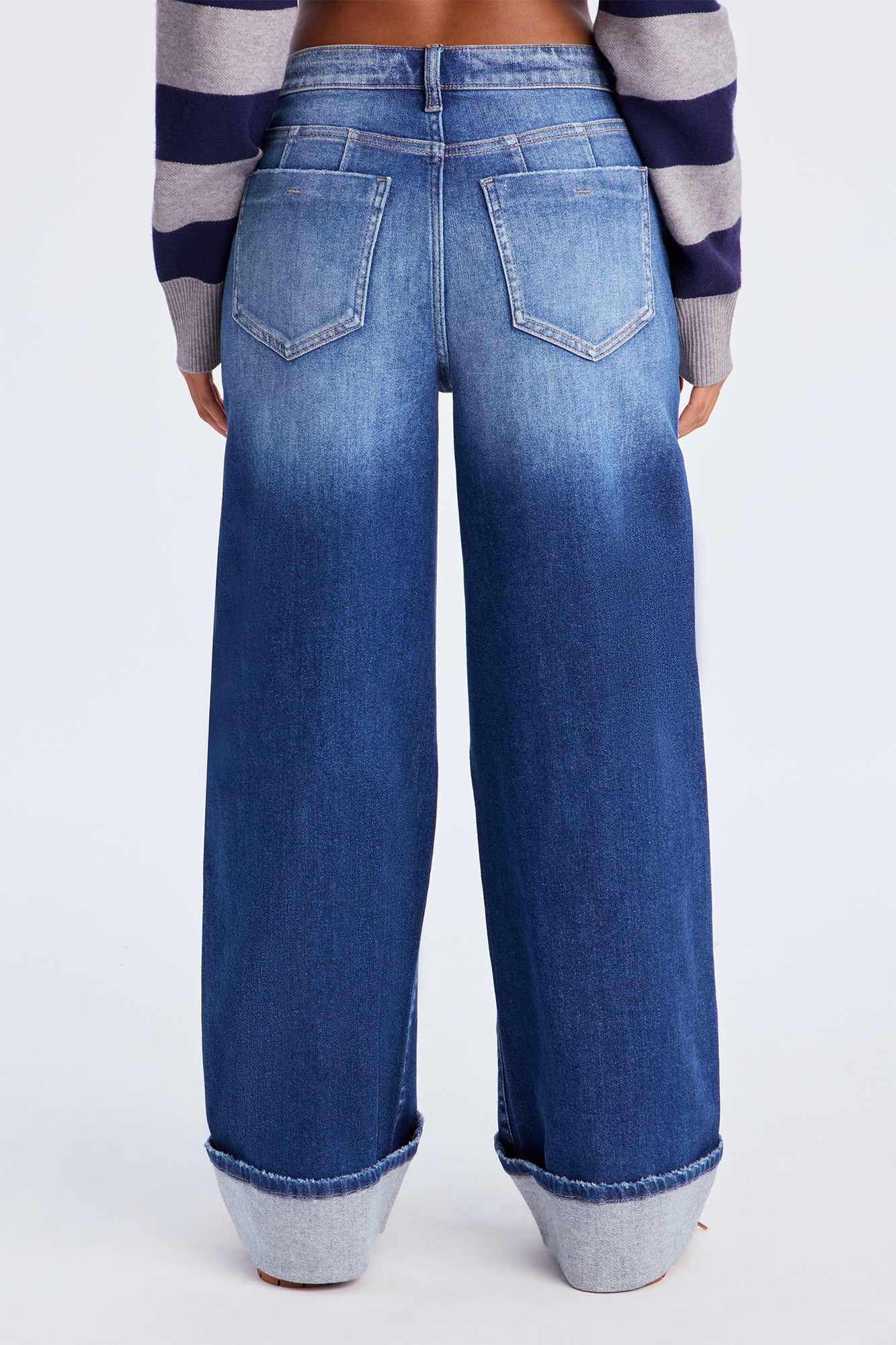California Cuffed Wide Leg Jeans - Dark Wash