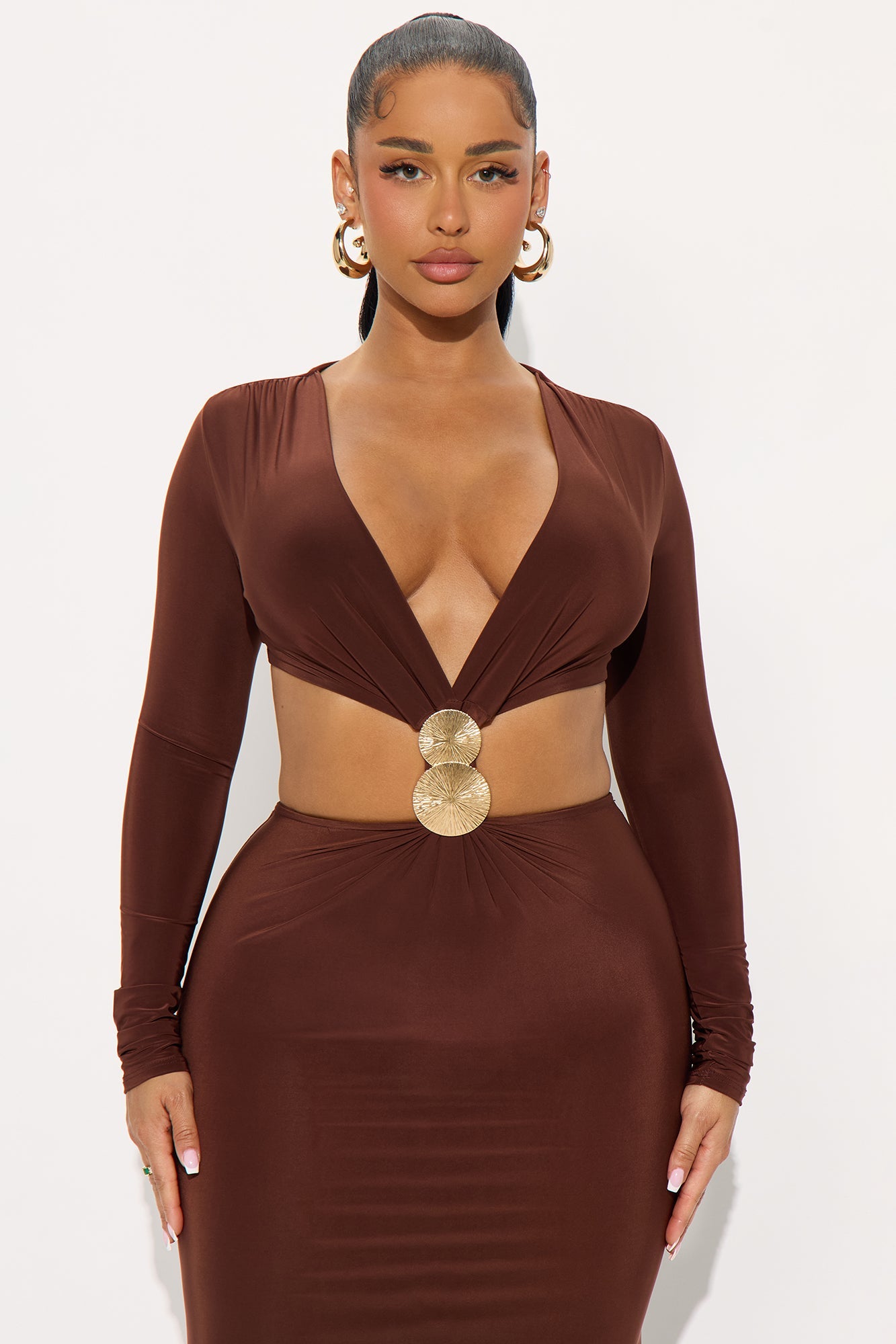 Groupie Love Cut Out Maxi Dress - Brown