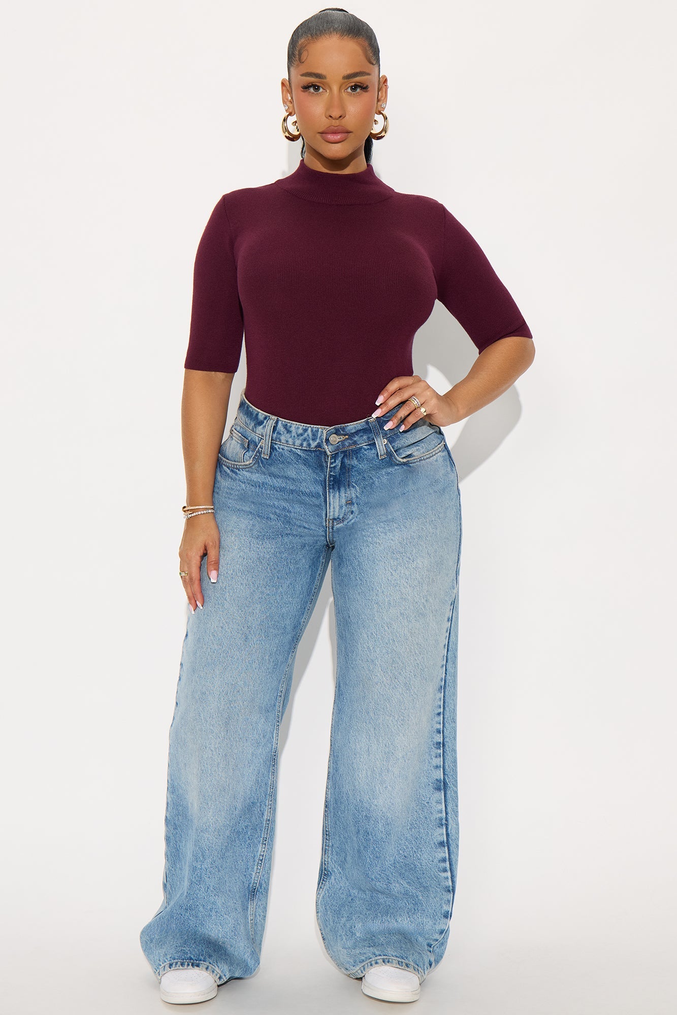 Calm Vibes Ribbed Sweater - Plum