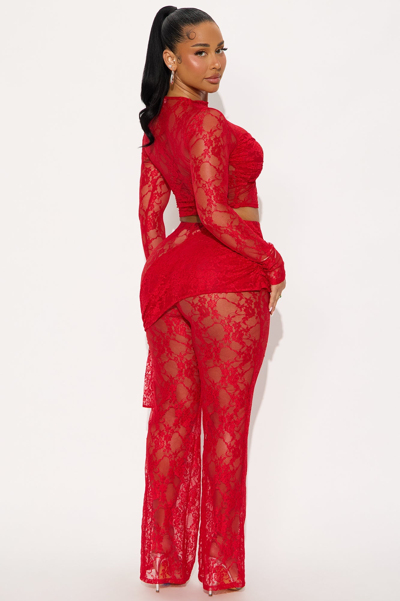 Rosalia Lace Pant Set - Red